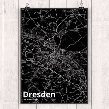 Mr. & Mrs. Panda Poster DIN A1 Dresden - Geschenk, Bild, Stadt Dorf Karte Landkarte Map Stadt, Stadt Black (1 St)