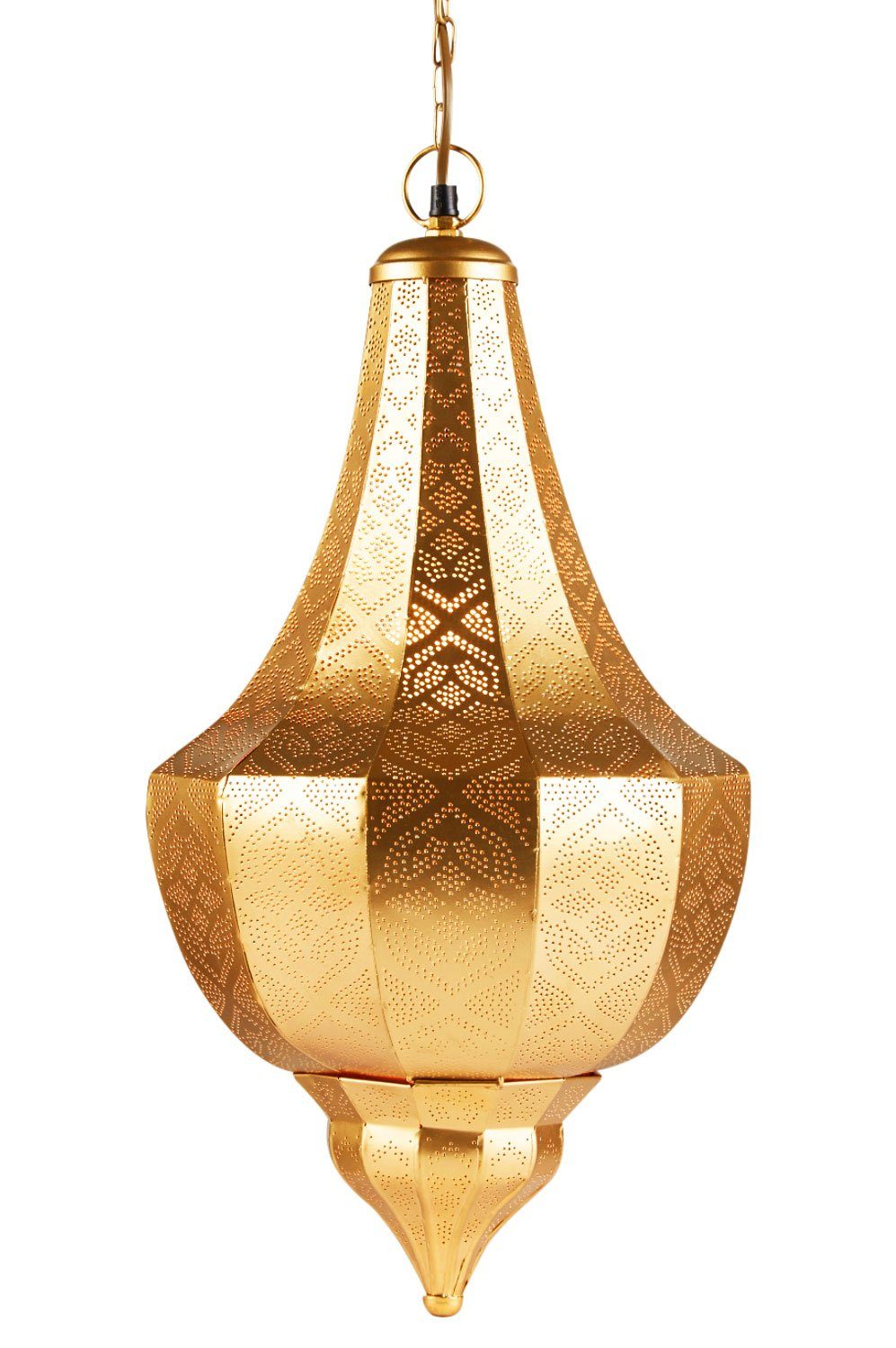 Marrakesch Orient & Mediterran Interior Pendelleuchte Orientalische Hängelampe Leuchte Kanita Metall Gold Kupfer 50 x 30 cm, Handarbeit