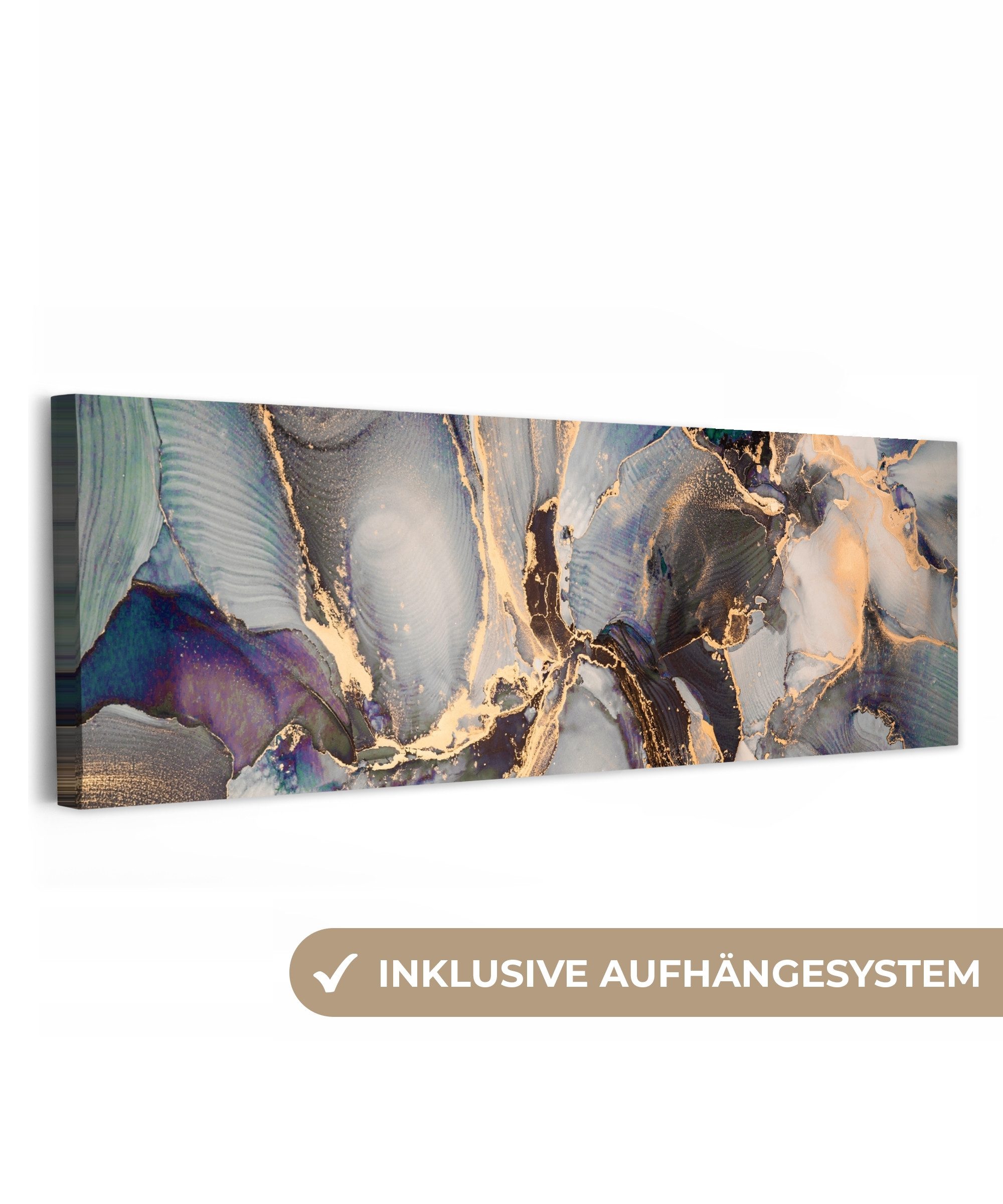 OneMillionCanvasses® Leinwandbild Panorama Gold - Blau günstig online kaufen