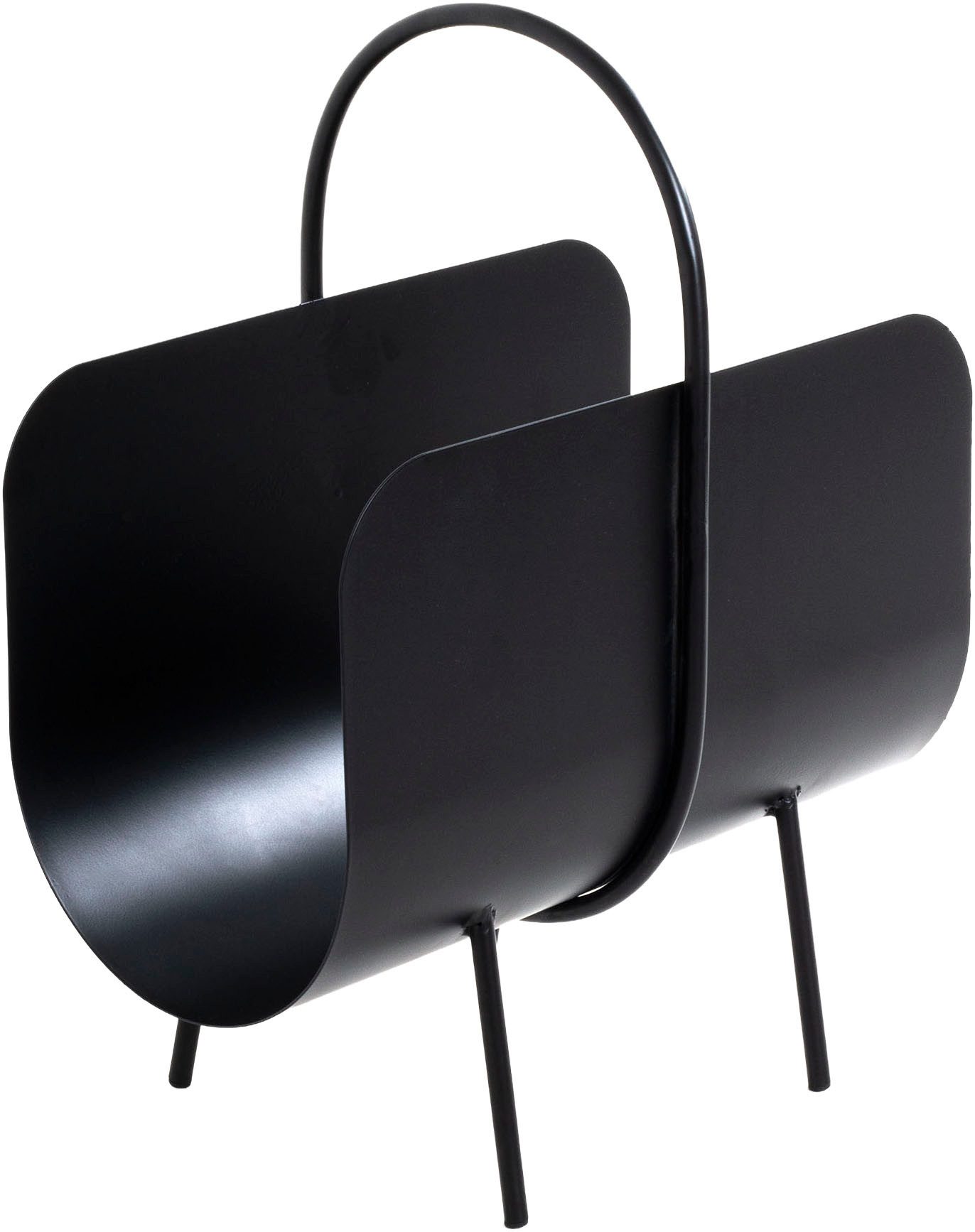 HAKU Zeitungsständer Zeitschriftenhalter, Zeitschriftenständer, halbrund - aus Metall Schwarz - B/T/H 37/22/47 cm