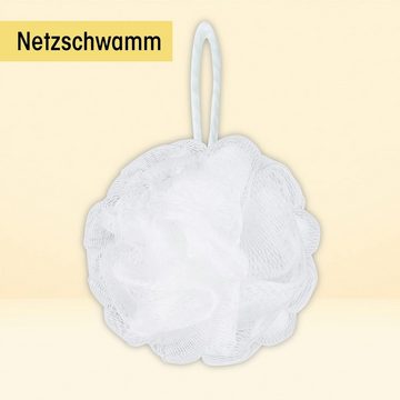 ACCENTRA Pflege-Geschenkbox Badeset "Be happy" Badewanne Geschenkset, 4-tlg., in einer Plastikbadewanne