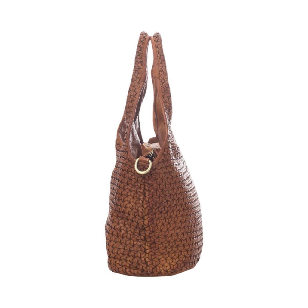 BZNA Schultertasche Emilia Designer Handtasche Tasche Shopper, Geflochtenes Leder Front