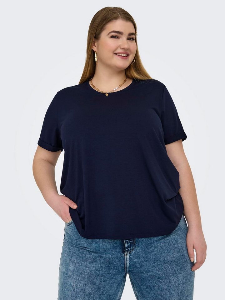 ONLY CARMAKOMA Kurzarmshirt CARMOSTER S/S FOLD UP TOP JRS NOOS Materialmix, regular fit