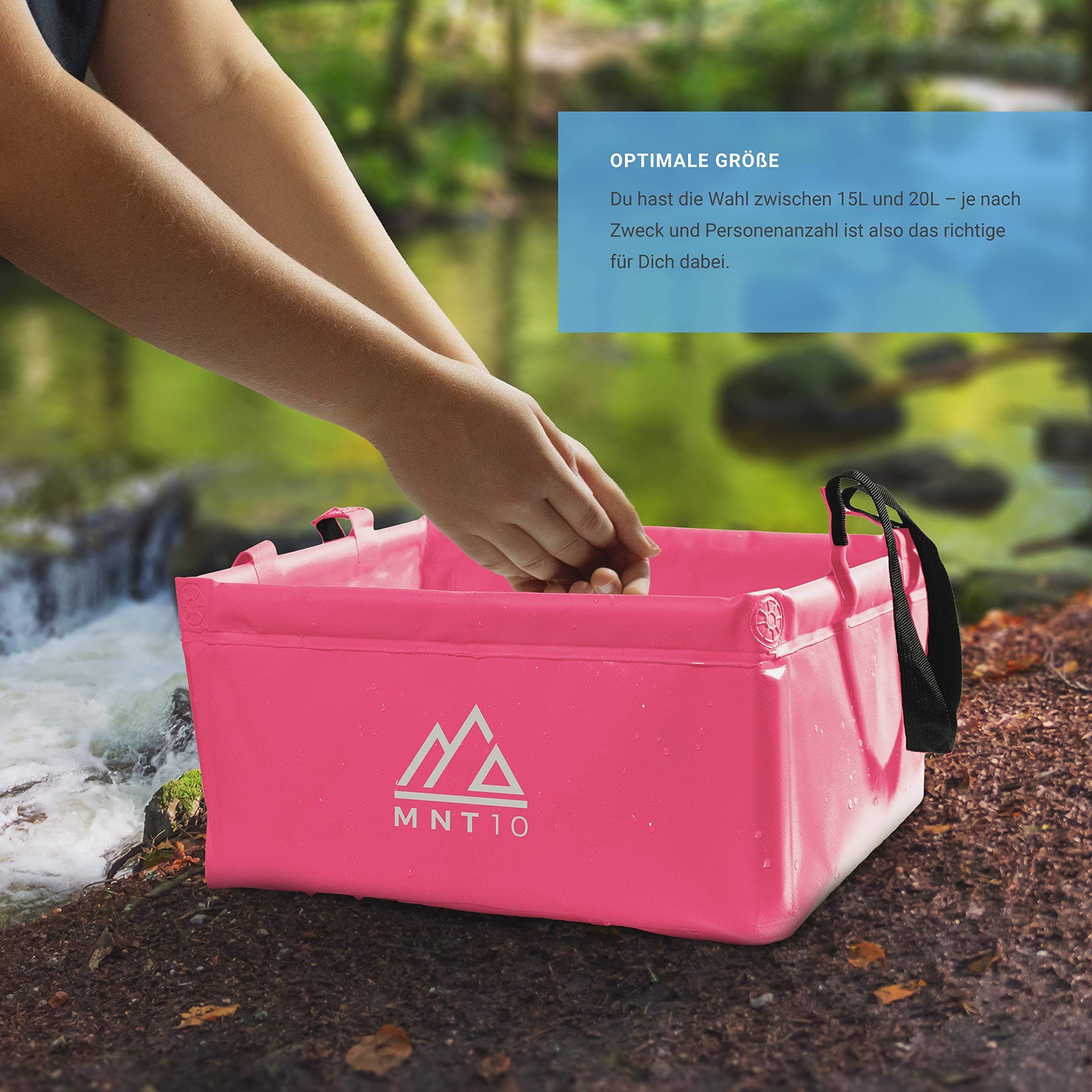 MNT10 Falteimer Outdoor Faltschüssel 15L Pink Als Robuste Camping I Camping-Waschschüssel, & Faltbare I Camping 15L Spülschüssel 20L Waschschüssel