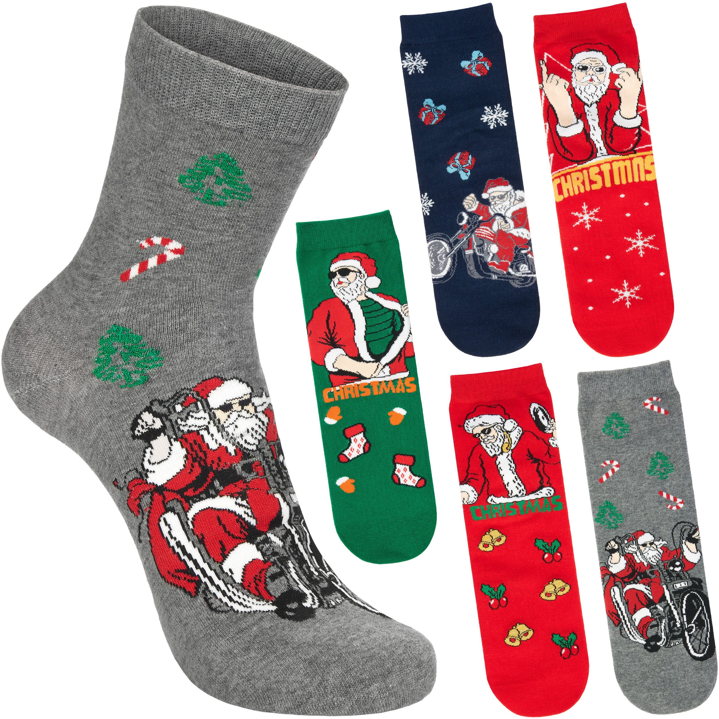 BRUBAKER Socken Herren Weihnachtssocken - Lustiger Weihnachtsmann (Bunte Ba günstig online kaufen