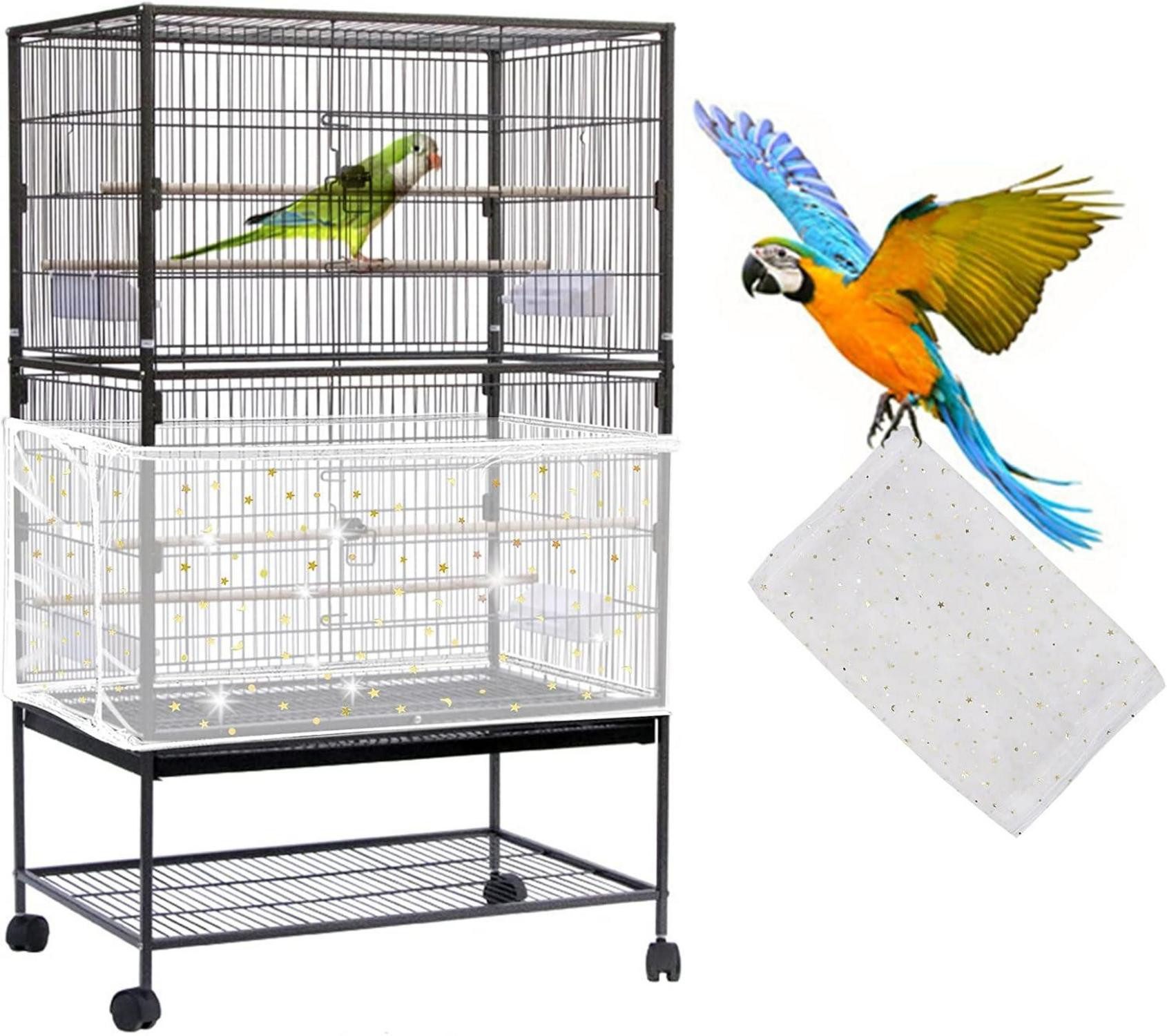 Vogelkäfig Vogelkäfig Abdeckung Groß Papageien Kordelzug Netz Runde Quadratische