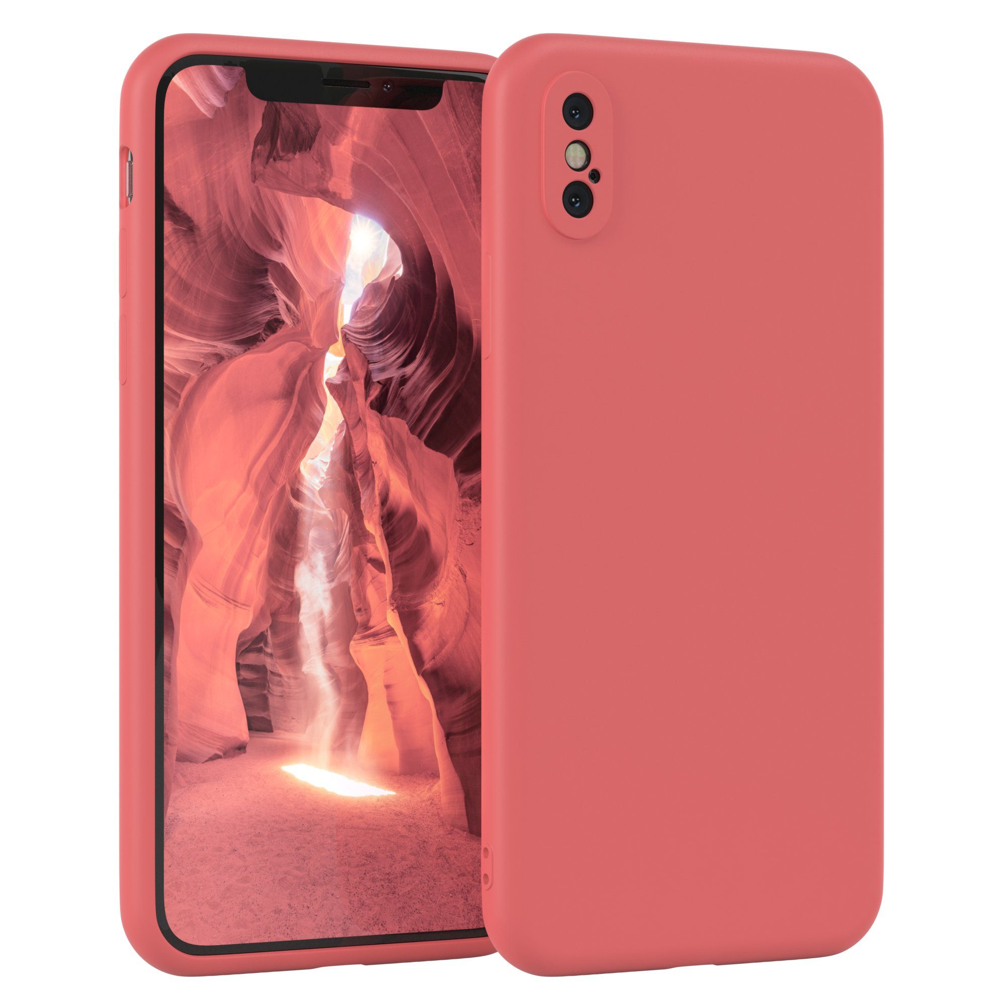 EAZY CASE Handyhülle TPU Hülle für Apple iPhone X / XS 5,8 Zoll, Schutzhülle mit Kameraschutz stoßfest telefonhülle Matt Rot / Hellrot