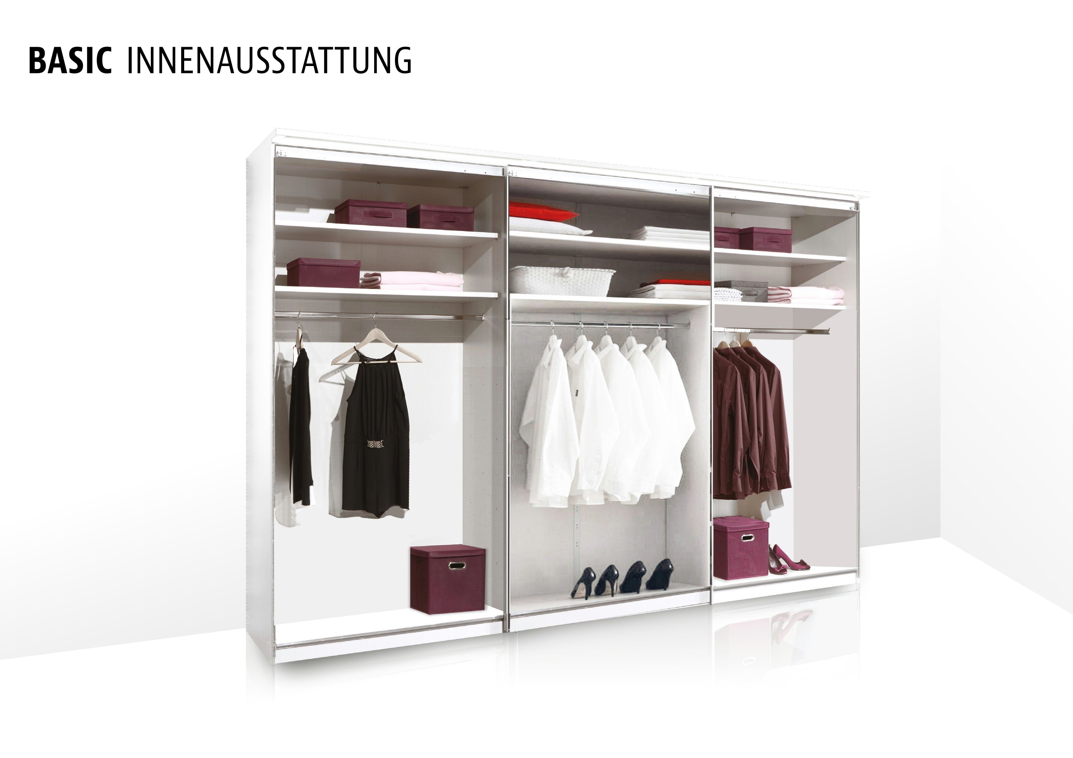 STAUD Schwebetürenschrank Sinfonie Plus, edles Design in hochwertiger Qualität, Made in Germany Mit Spiegeltür und vier verschiedenen Ausstattungsvarianten