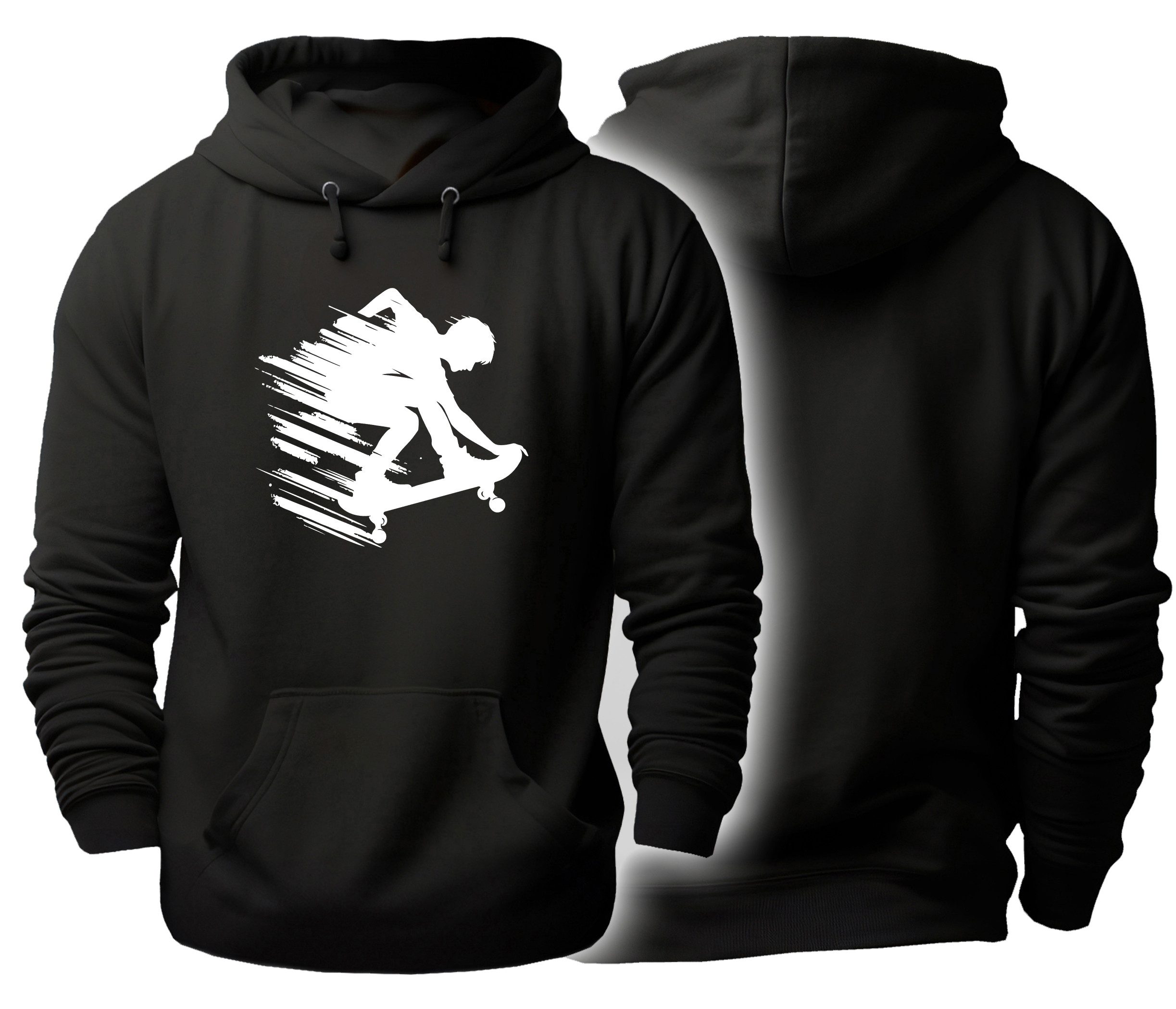 Hoodie Skater Kapuzen Pulli - Skateboarder mit Streifen
