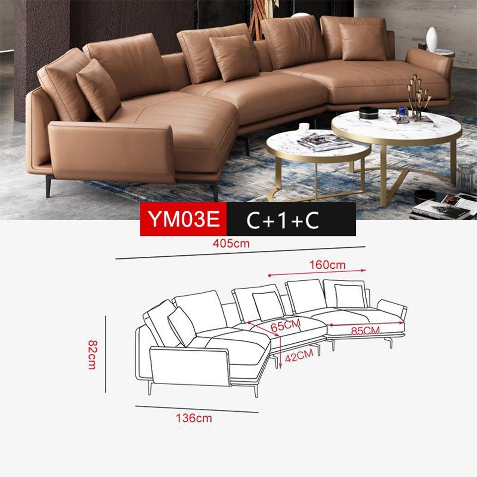 Sofa Wohnlandschaft Modern Garnitur Sofa Beige Ecksofa, U-Form JVmoebel Design Ecksofa
