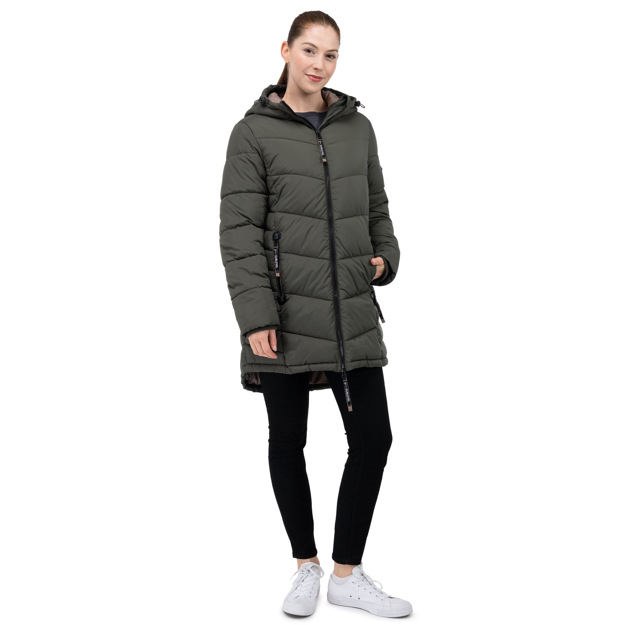SUBLEVEL Steppjacke Damen Mantel mit Kapuze günstig online kaufen