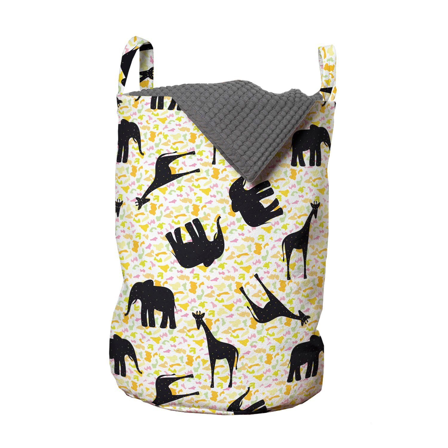 Abakuhaus Wäschesäckchen Wäschekorb mit für Zoo-Tiere Griffen Pickeliger Waschsalons, Kordelzugverschluss Giraffe