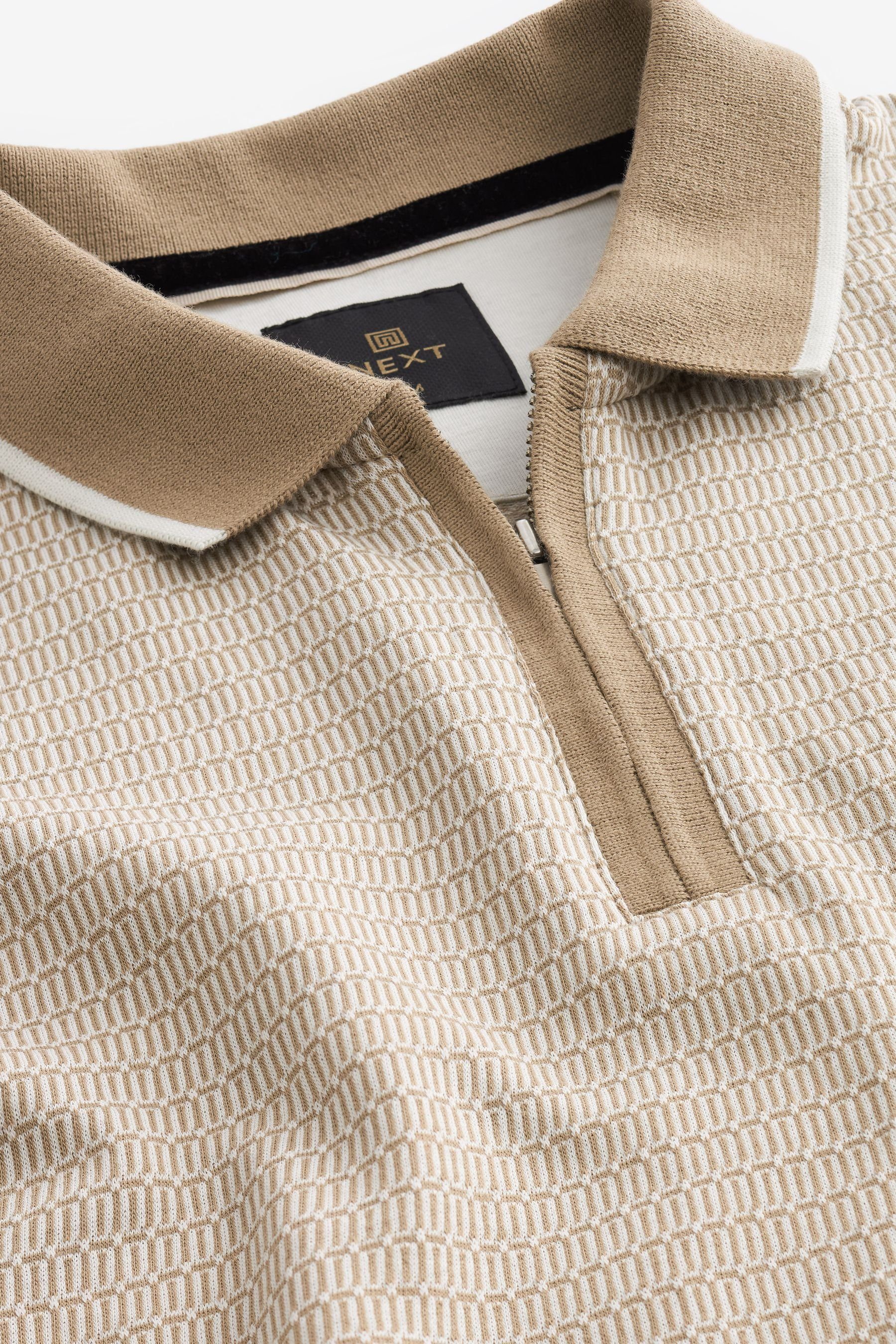 Next Poloshirt Strukturiertes Polo-Shirt Champagne Neutral (1-tlg)