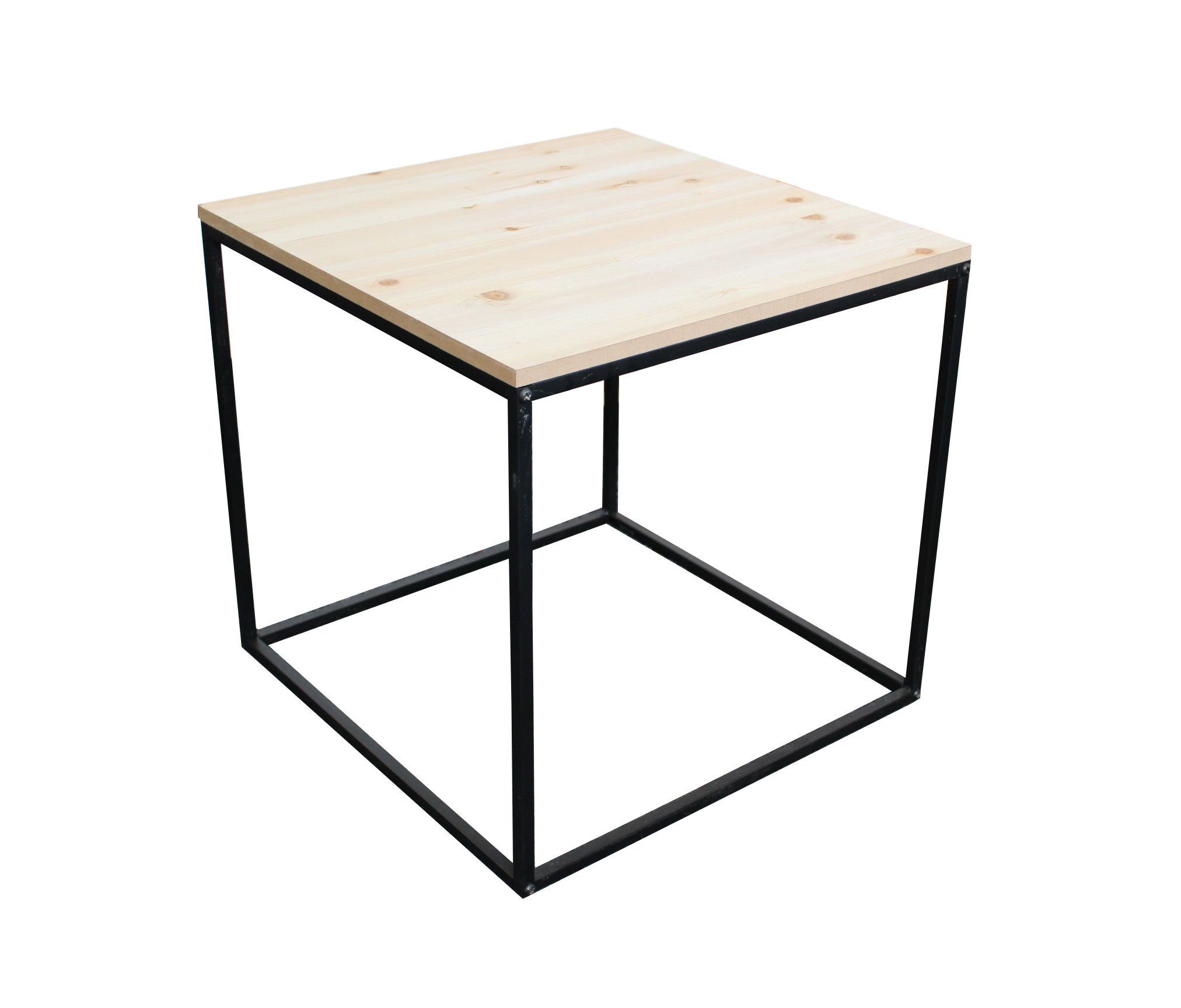 (Inhalt, 45 stabile Tischplatte Metall Spetebo Qualität - Holz mit Beistelltisch Beistelltisch Gestell 1-St., Holzplatte), cm mit