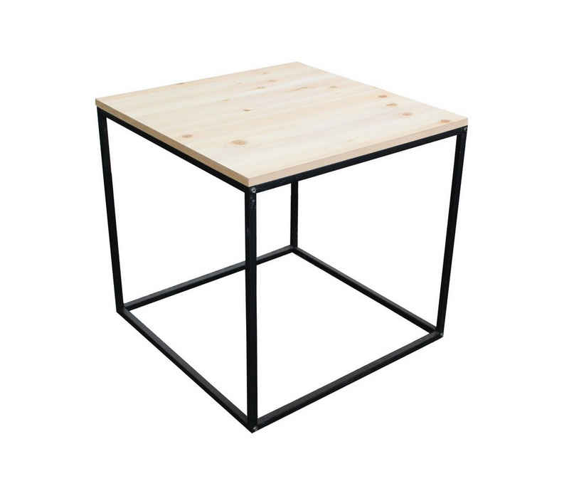 Spetebo Beistelltisch »Metall Beistelltisch mit Holz Tischplatte - 45 cm« (Inhalt, 1-St., Gestell mit Holzplatte), stabile Qualität