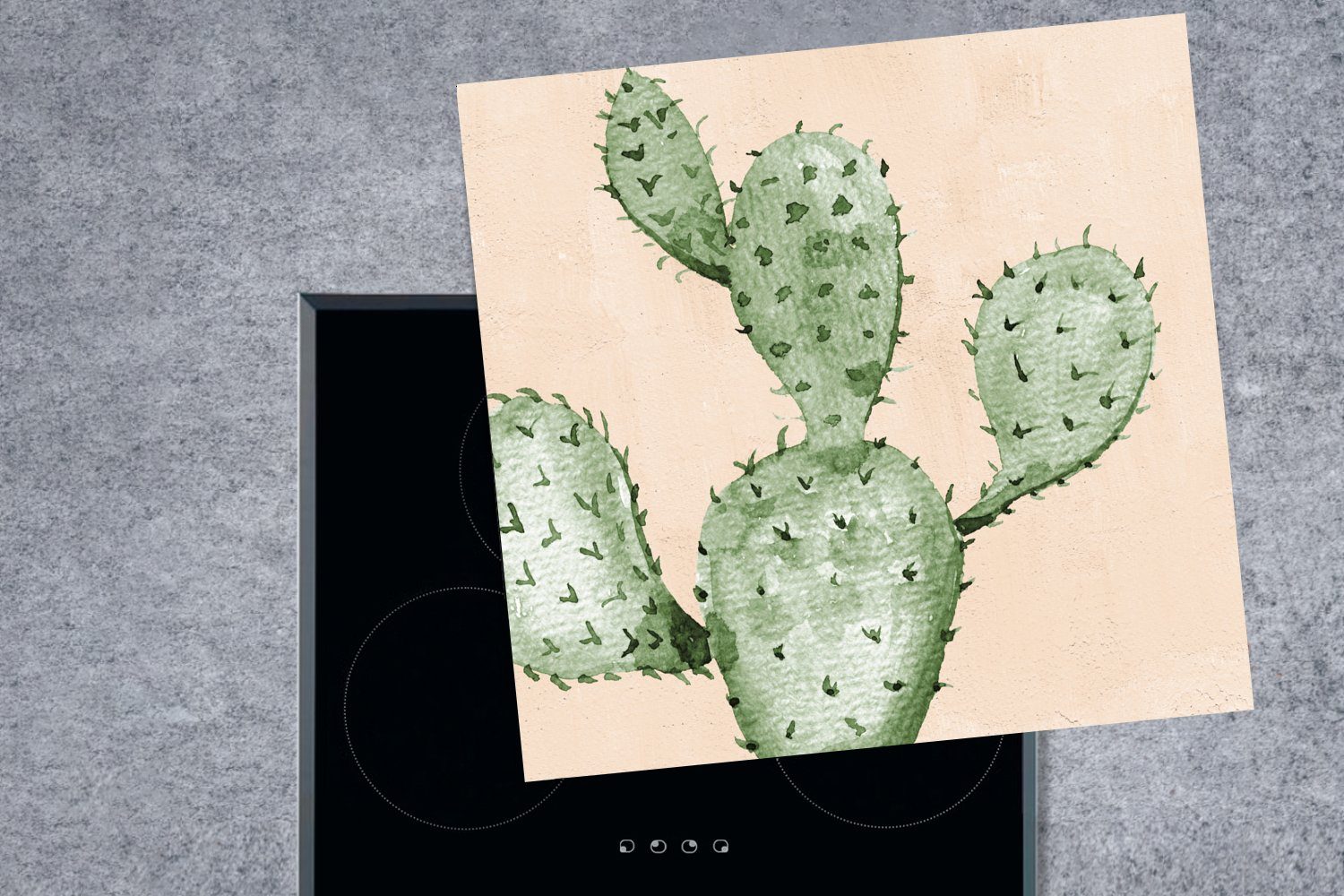 MuchoWow Herdblende-/Abdeckplatte Kaktus - tlg), cm, Tropisch, - (1 für Bohème Ceranfeldabdeckung, Arbeitsplatte küche Vinyl, Aquarell - 78x78