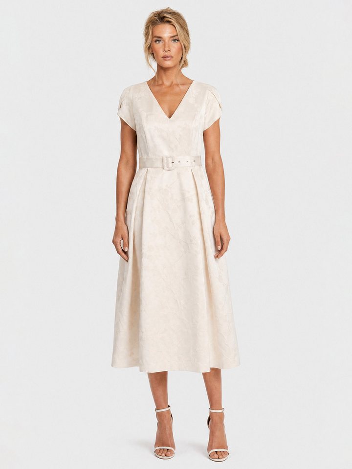 Apart Abendkleid aus Jacquard mit Gürtel