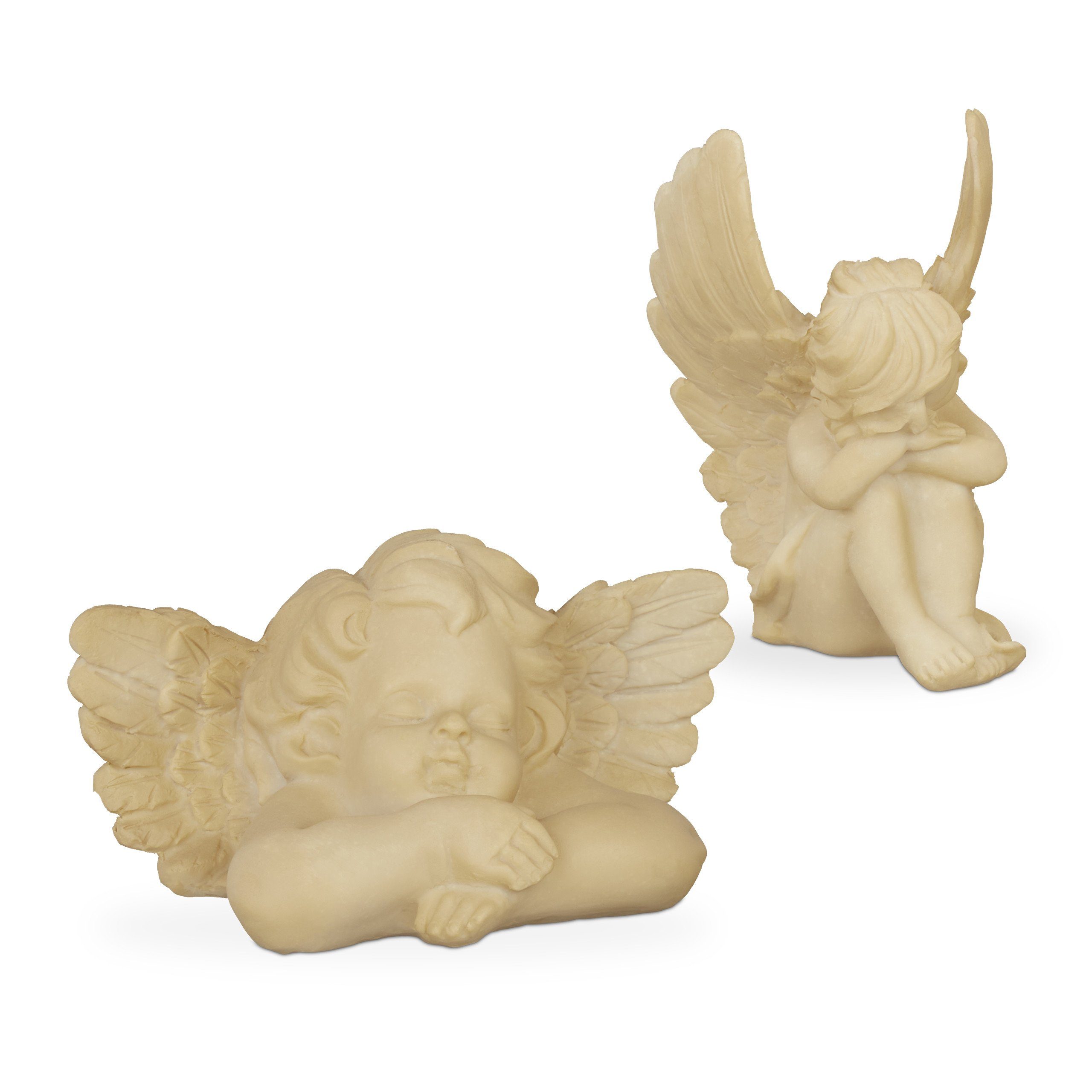 Set, relaxdays Creme Grabengel 2er Engelfigur