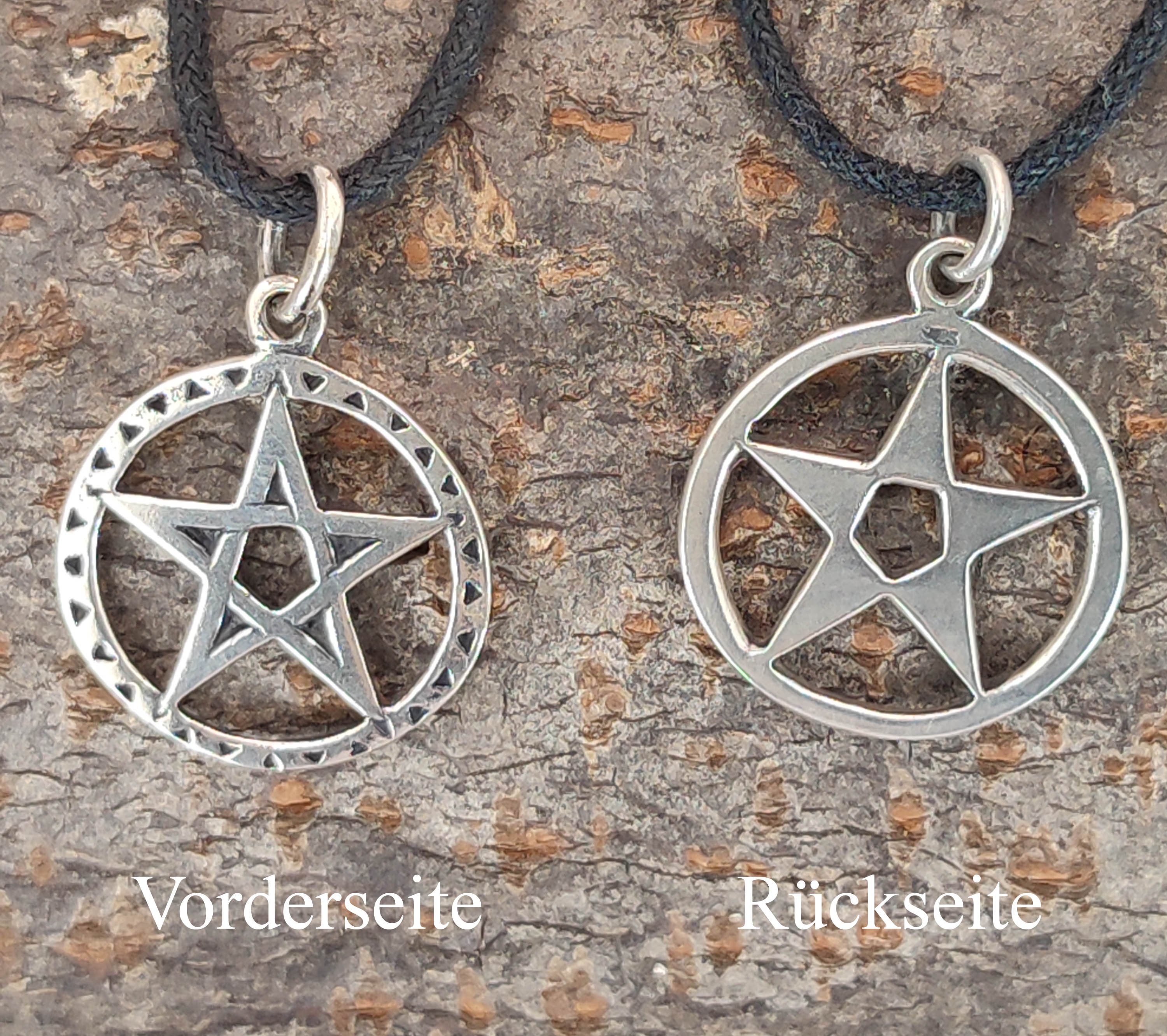 Magie Schutz Kettenanhänger Kiss Amulett Pentagramm Anhänger of Silber Leather Zauberei 925
