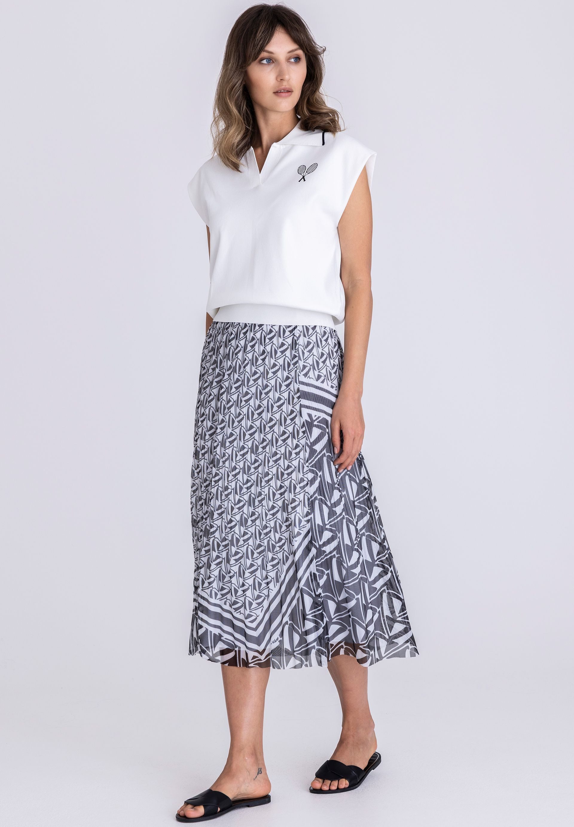 TUZZI Strickpullover mit Tennis-Stickerei