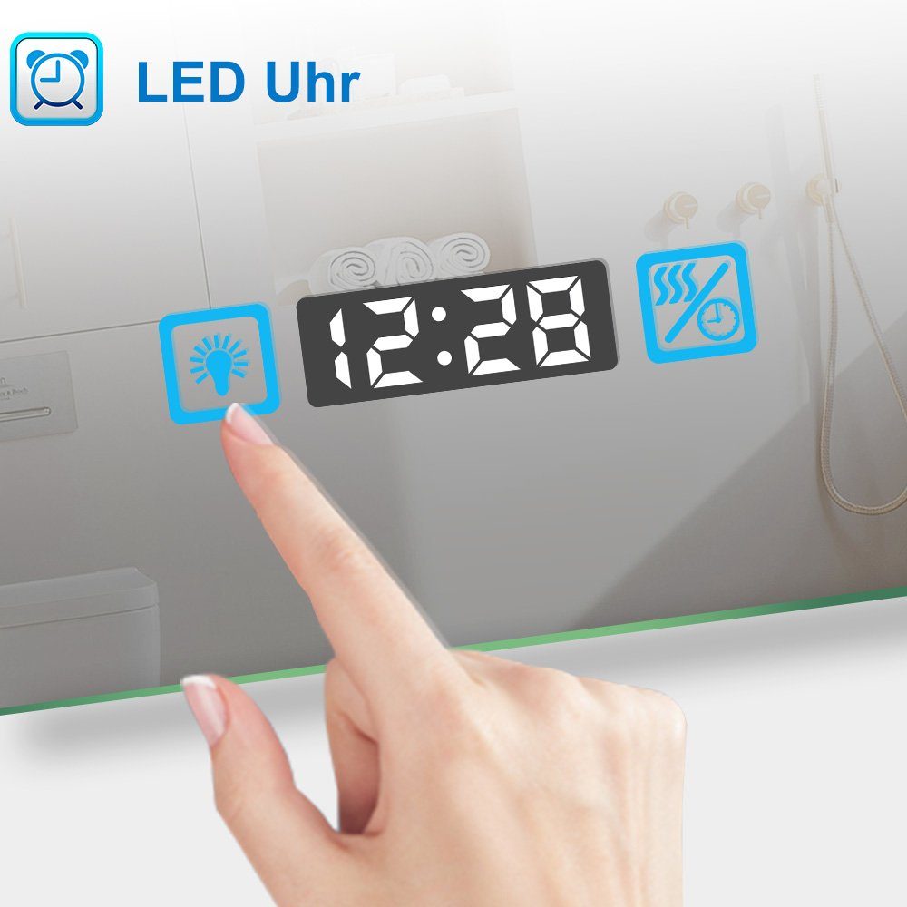 duschspa Lichtfarbe, Beschlagfrei, Schminkspiegel, Uhr, dimmbar 80-160cm 3-Fach 3 Badspiegel