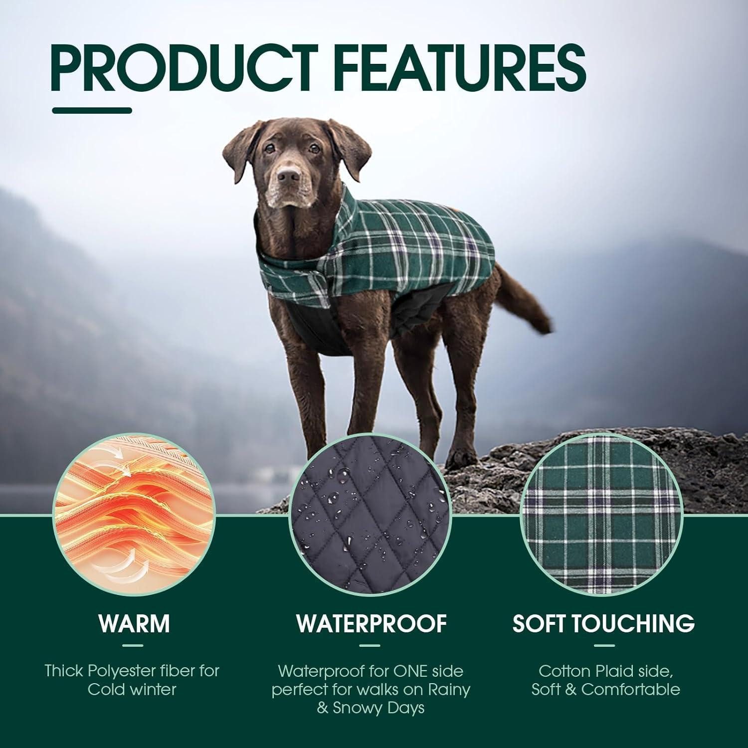 LuxusKollektion Hundemantel Hundemantel Hundejacke Große XXL(Chest:75-90cm;Neck:52-60cm) Grün
