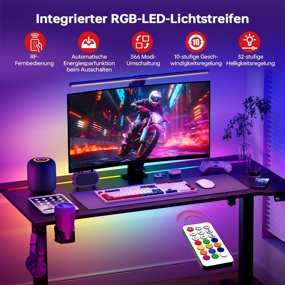 ACGAM Schreibtisch JSD5-A1-02 Höhenverstellbarer Schreibtisch, Elektrisch höhenverstellbarer Schreibtisch