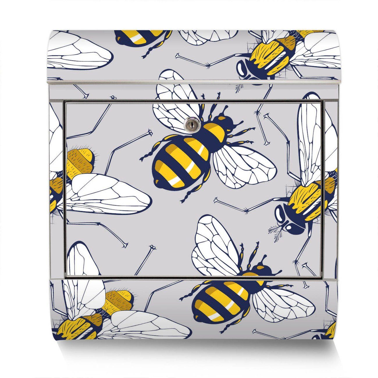 Fliegen Edelstahl Bienen Zeitungsfach), (Wandbriefkasten x12cm groß, 42,5 38 banjado Wandbriefkasten x und mit