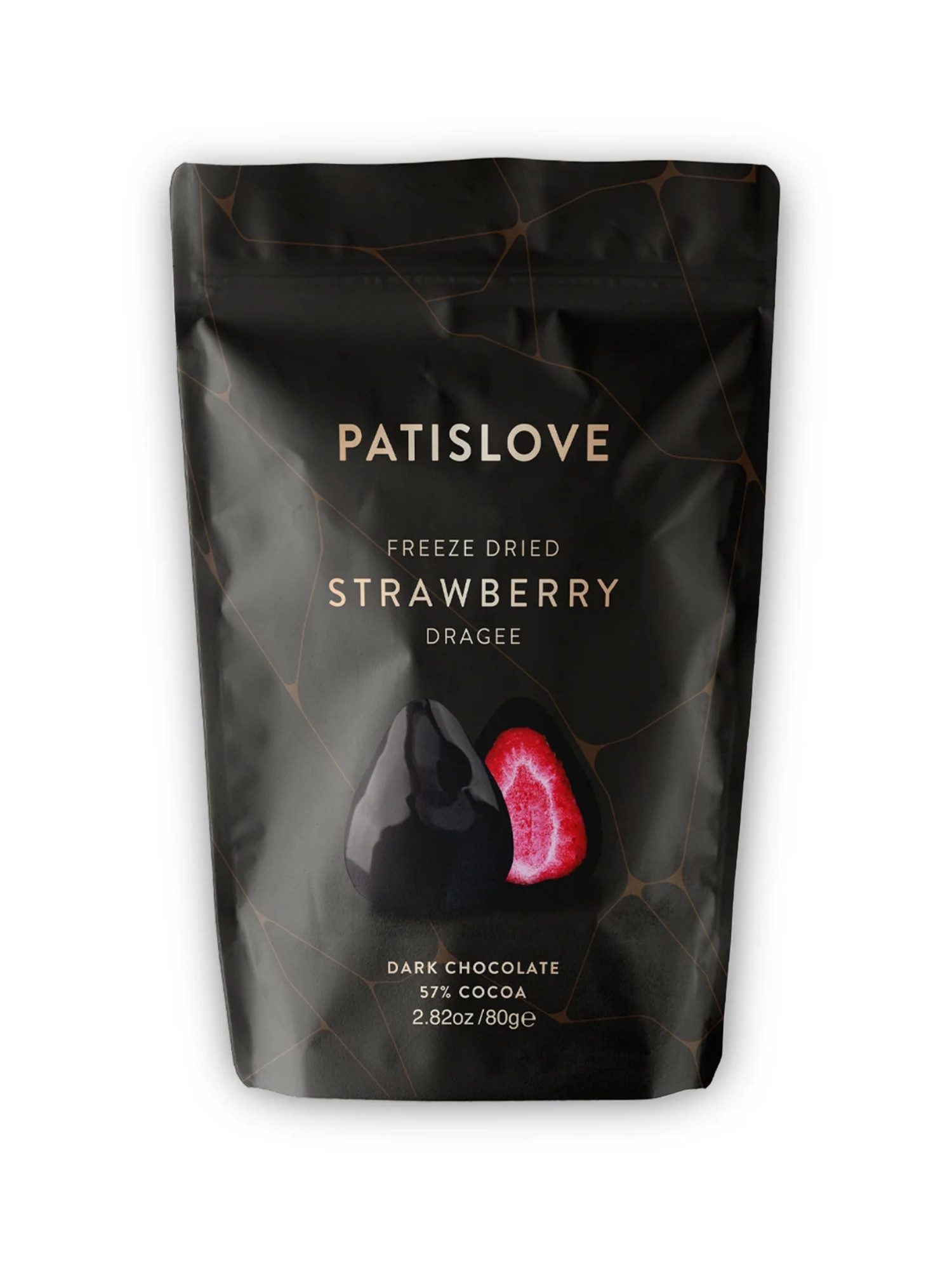 PATISLOVE Schokolade Patislove Gefriergetrocknete Erdbeeren in Zartbitterschokolade, 80g, Ohne künstliche Farbstoffe, 100% echte Frucht.
