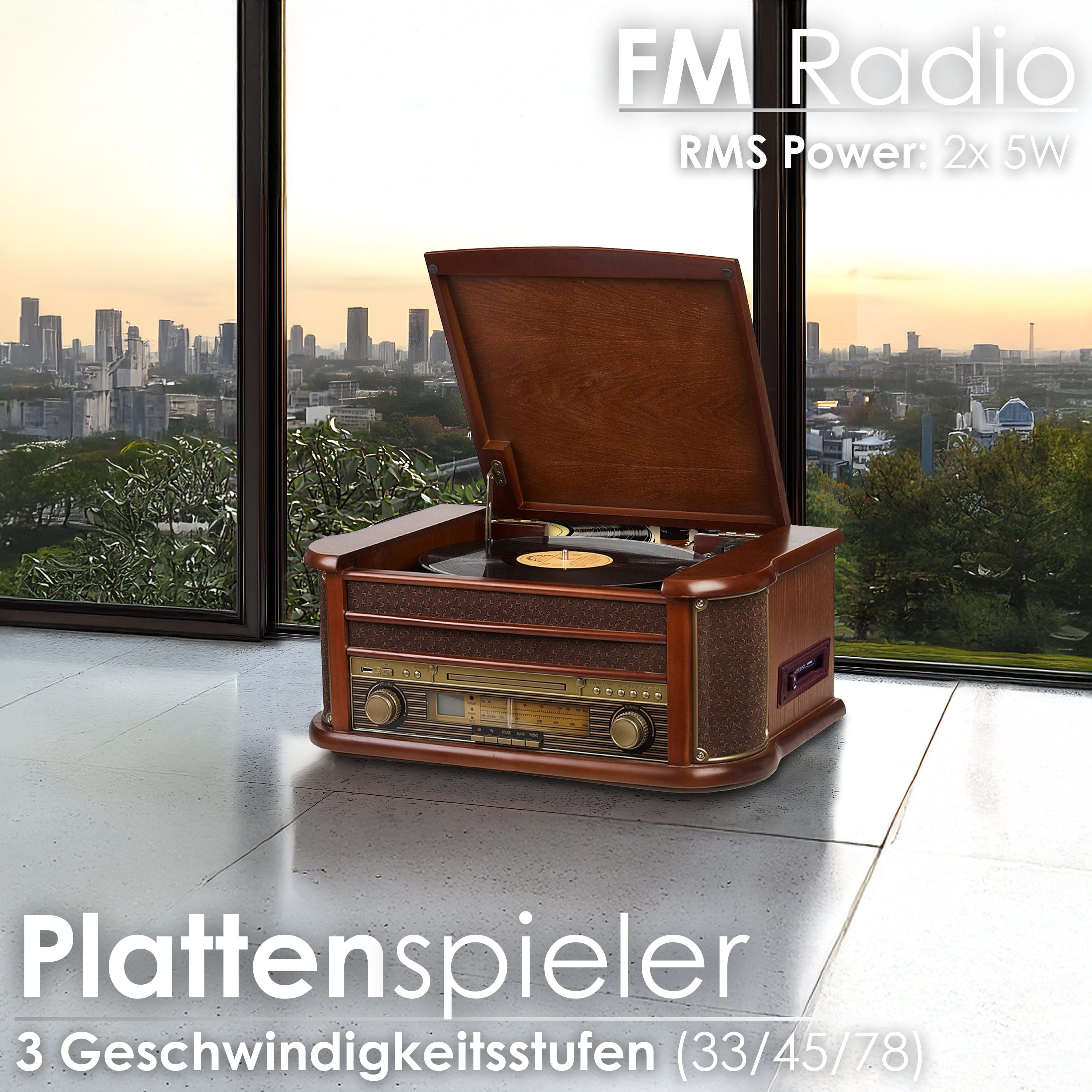 Cyberlux CL-3010 Retro Stereoanlage Multifunktionsspieler (Riemenantrieb, Bluetooth, Aufnahmefunktion, Kassettendeck, Bluetooth) – Bild 4 von 5