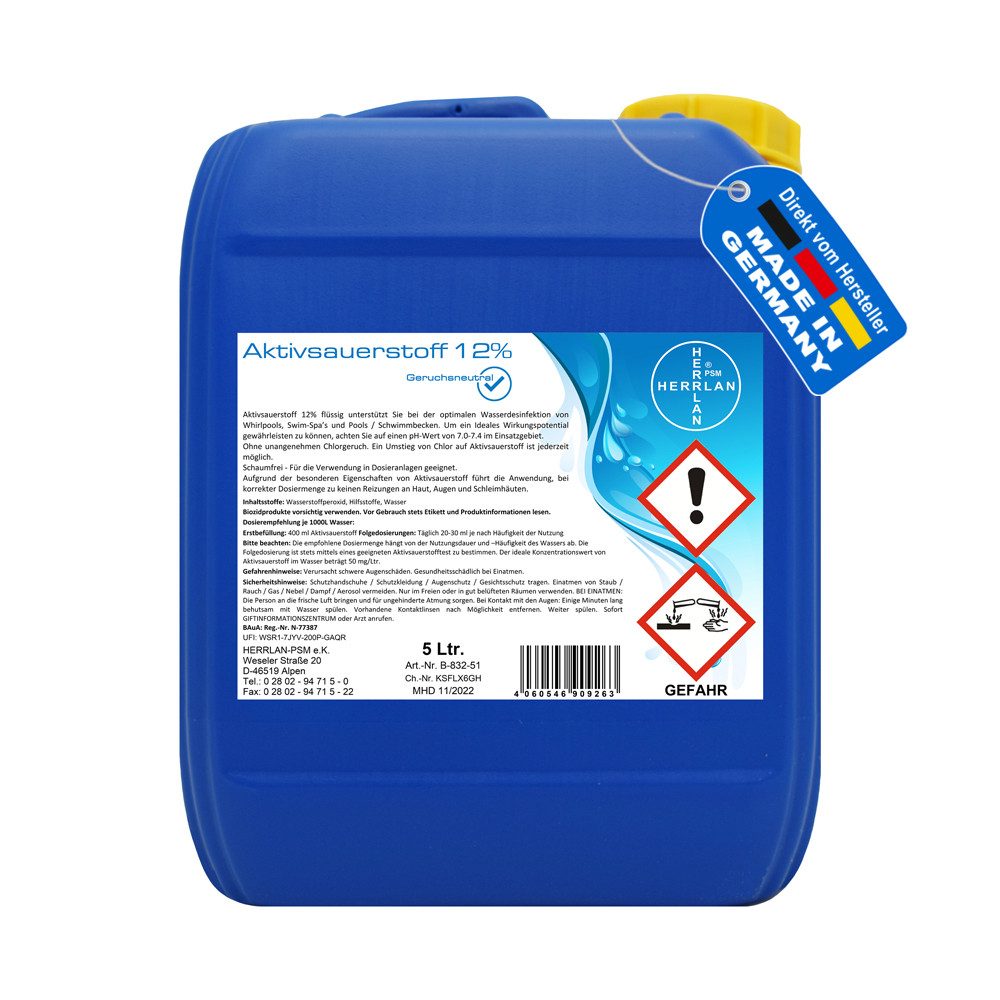 HERRLAN Poolpflege Aktivsauerstoff 12% im 5 Ltr. Kanister – Food Grade, - H günstig online kaufen