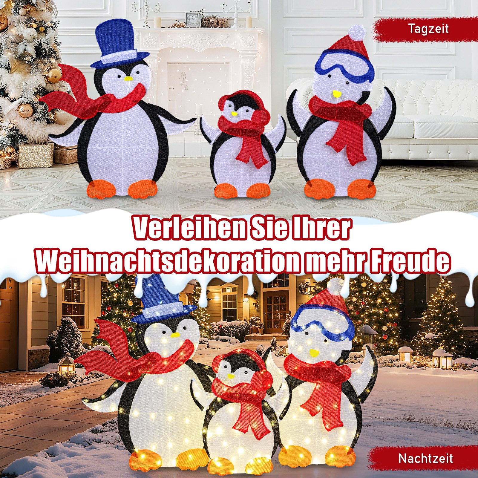 COSTWAY Weihnachtsfigur (1 St), LED Pinguin Familie, Weihnachtsdeko, XXL günstig online kaufen