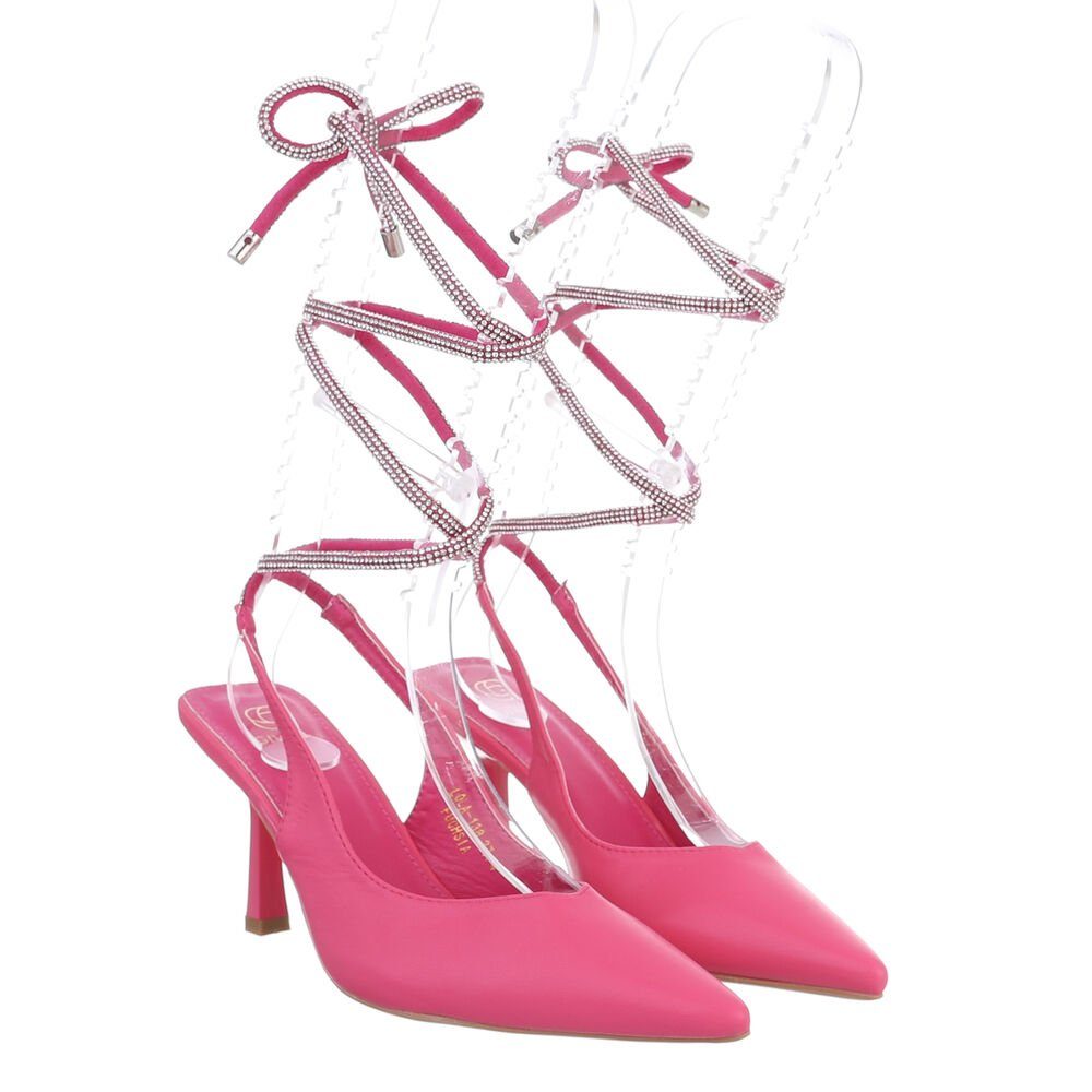 Ital-Design Abendschuhe Heel High Elegant Pfennig-/Stilettoabsatz in Schnürpumps Damen Pink Pumps
