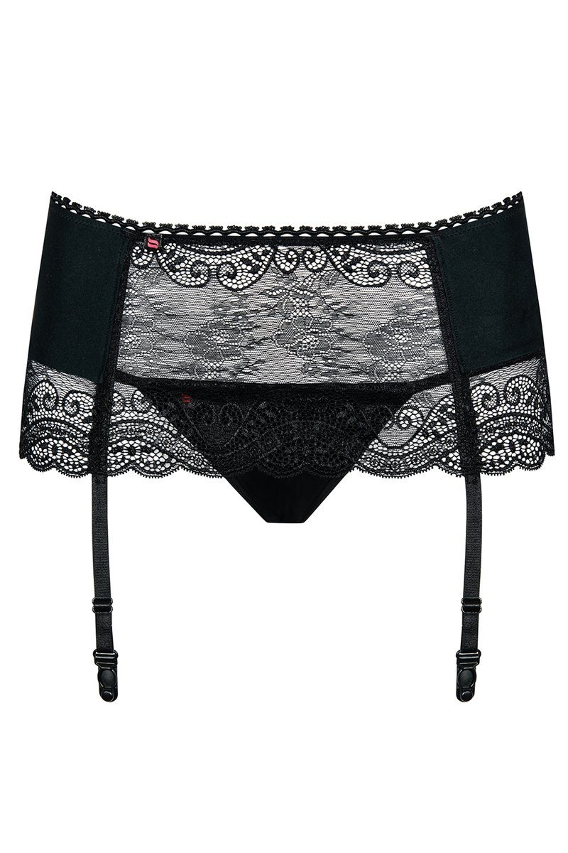 Obsessive Ремінь для панчох Strumpfgürtel Miamor schwarz + String Strapshalter transparent Stretch
