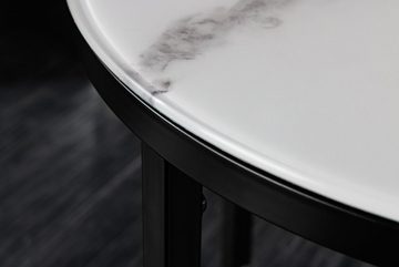 LebensWohnArt Beistelltisch Eleganter Beistelltisch MARMO 50cm schwarz-weiss Marmor-Dekor
