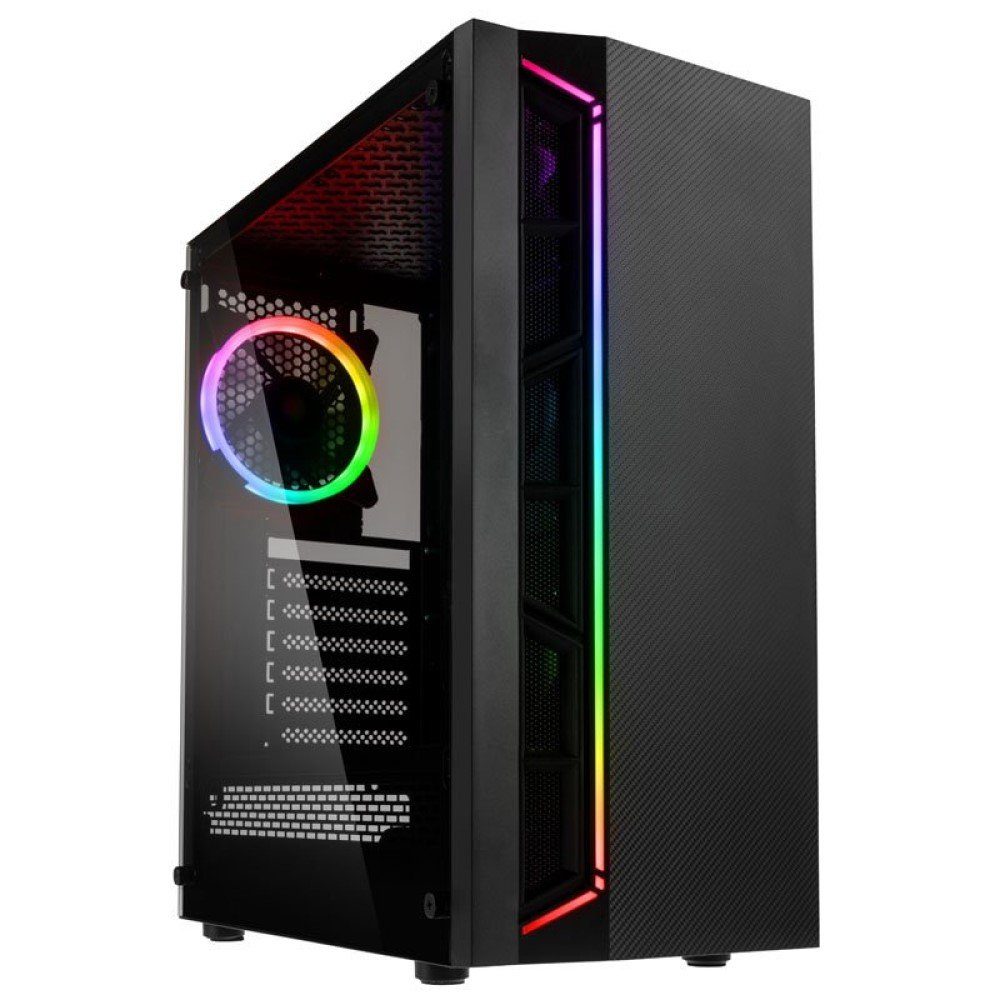 Kolink PC-Gehäuse INSPIRE K7 ARGB, Midi-Tower, Gaming PC-Gehäuse, Addressierbare RGB-Beleuchtung, Tempered Glass, für 335 mm Grafikkarten und CPU-Kühler bis 160 mm, schwarz