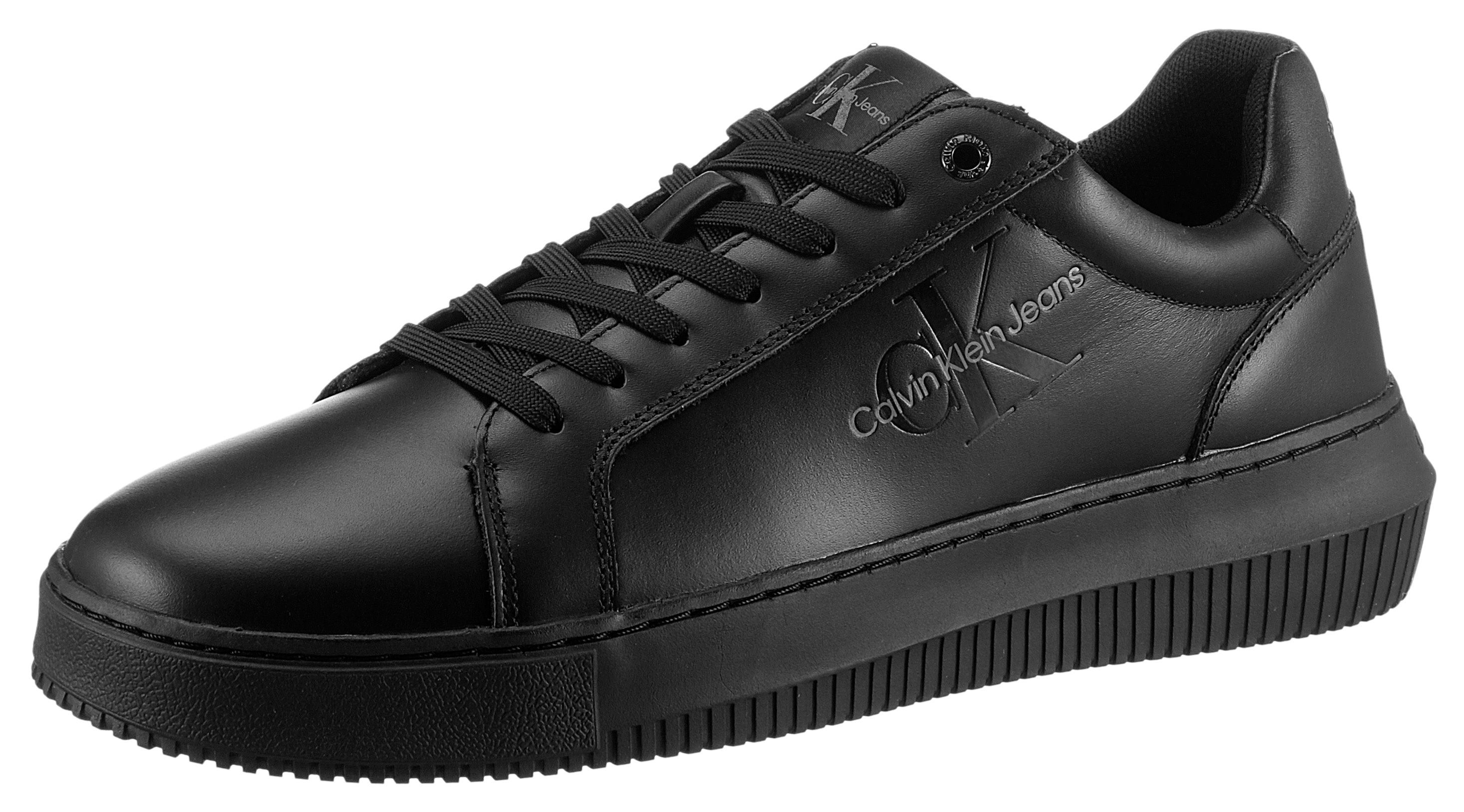 Calvin Klein Jeans CHUNKY CUPSOLE MONO LTH Sneaker mit seitlichem Logoschriftzug, Freizeitschuh, Halbschuh, Schnürschuh