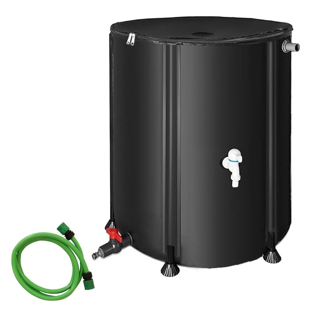 Mucola Regentonne Regenwassertonne faltbar Regenfass Wassertank Regenwassertank mit Hahn, 100 l, (Stück, 1-tlg., Stück), inkl. 2 Meter Wasserschlauch mit Anschluss