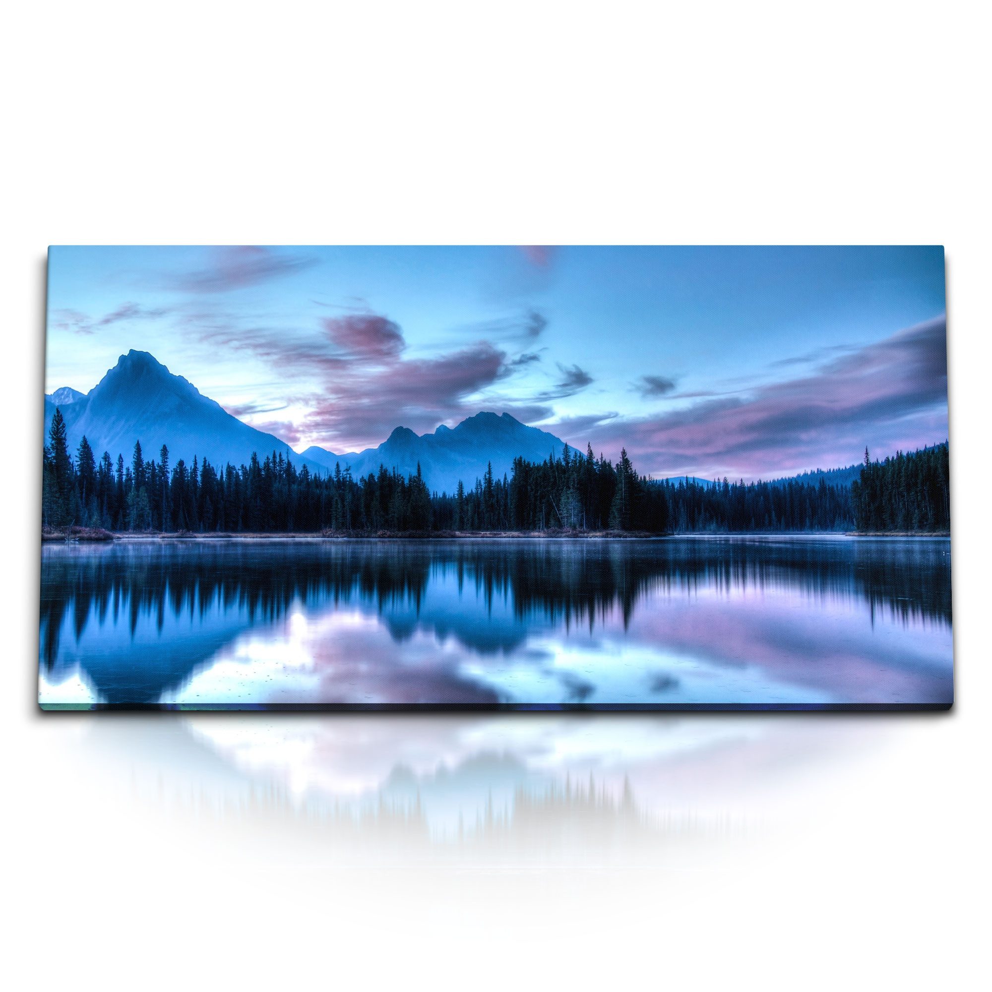 Leinwandbild Kunstdruck Bilder 120x60cm Spillway Lake Kanada Natur See Berge Sonnen