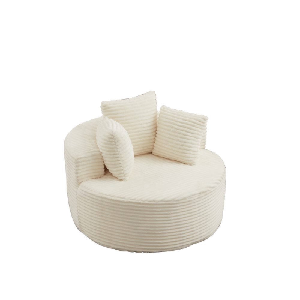 Aiorber Sofa Aiorber-Runder Sessel aus Cord, weicher Einzelsessel mit Kissen, Rundes Design, komprimierte Lieferung, rutschfester Unterstoff