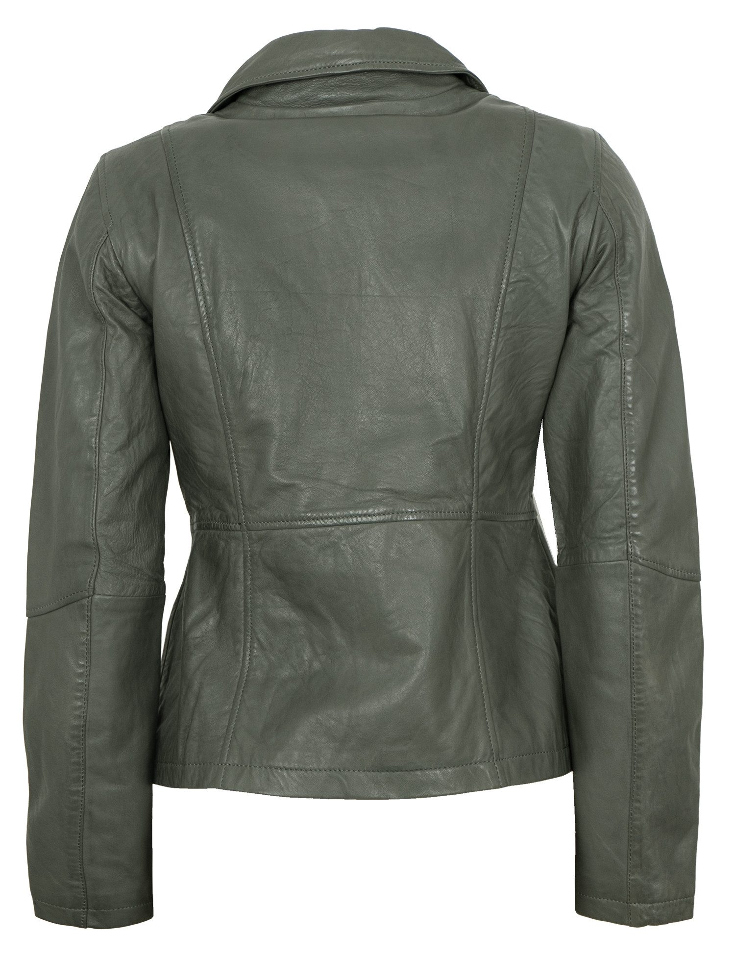 Otto Kern Lederjacke Lotta OTTO KERN - Damen Lederjacke Lammnappa grau-olive