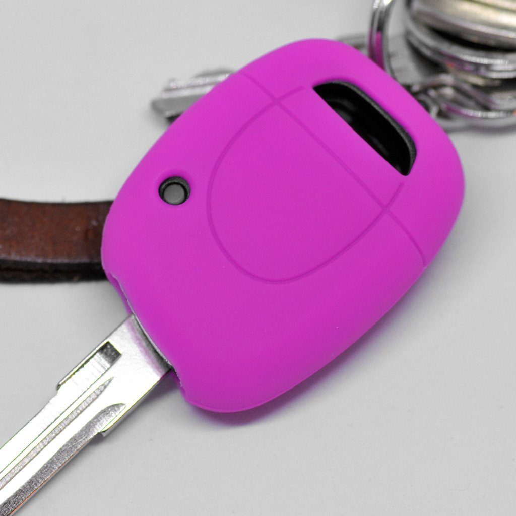 mt-key Schlüsseltasche Autoschlüssel Softcase Silikon Schutzhülle Pink, für Renault Clio Twingo Kangoo 1 Tasten Funk Fernbedienung