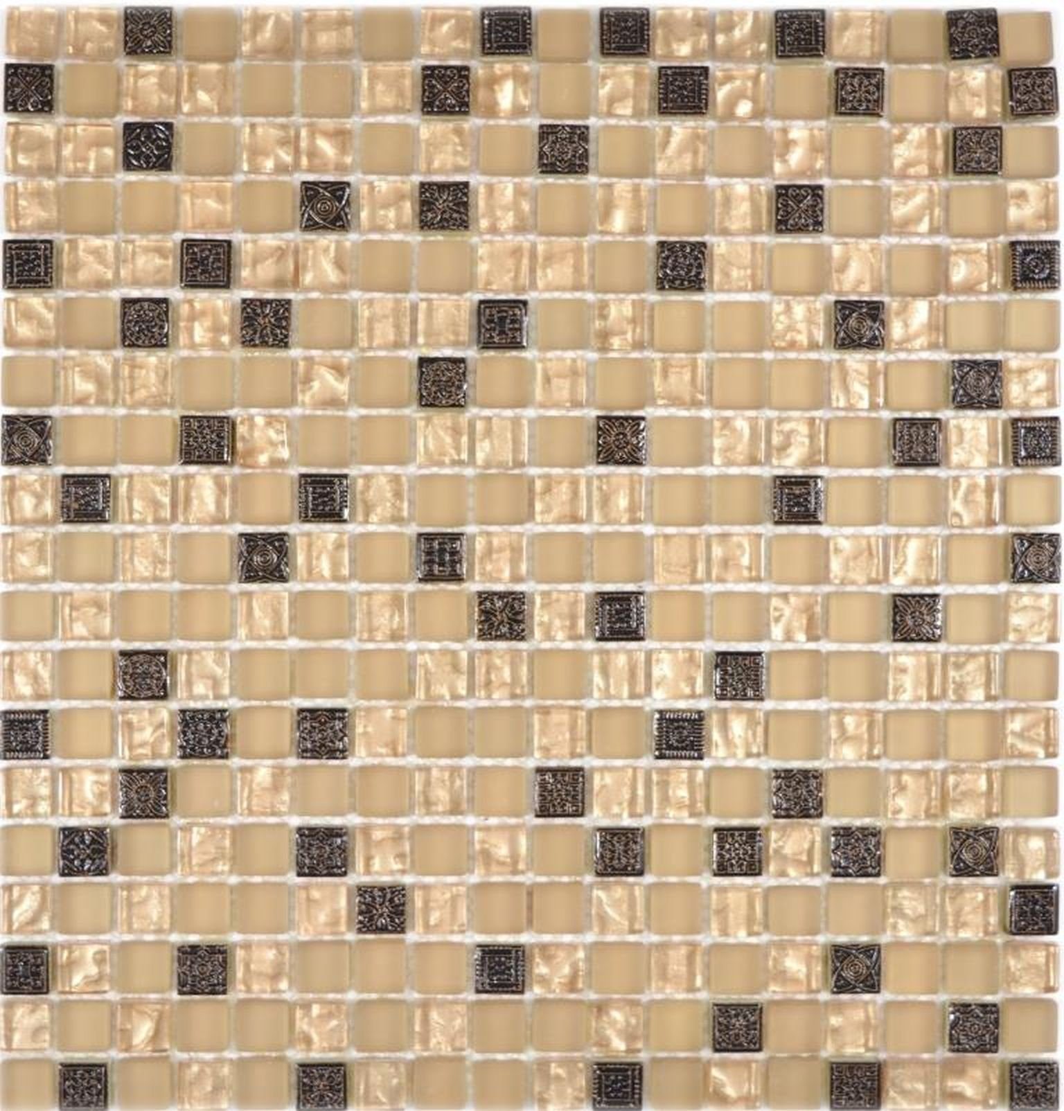 gefrostet Mosaikfliese Glasmosaik gold Mosani beige matt Mosaikfliesen Resin ocker