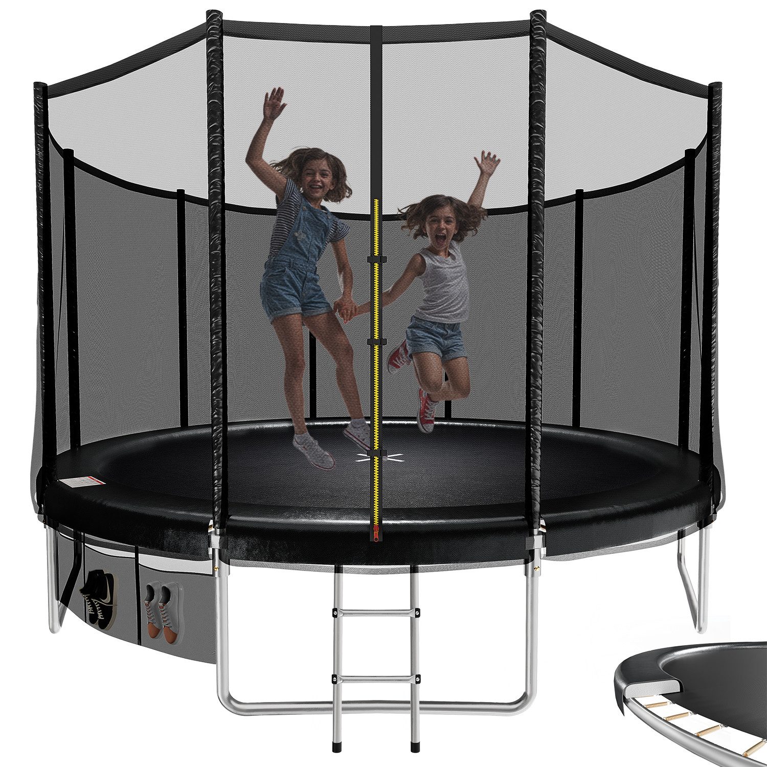 HOMALL Gartentrampolin Ø 228 cm Kindertrampolin Outdoor Trampolin, (Mit Sicherheitsnetz, Sprungtuch und Leiter Ø228/305/366CM,Verstärkte Halterung)