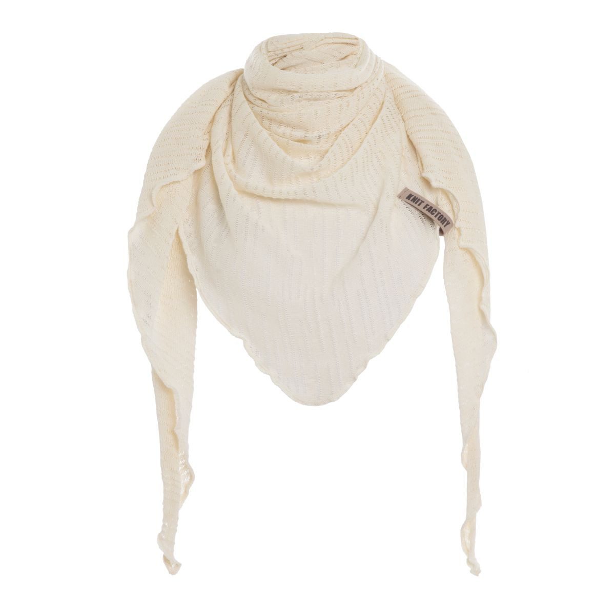 Knit Factory Strickschal Jose Dreieckstuch Beige 190x85 cm Gestreift, (Set, 1-St. Spar-Set), Schal Damen Herren set loop tücher schals winter Strick Mode herbst