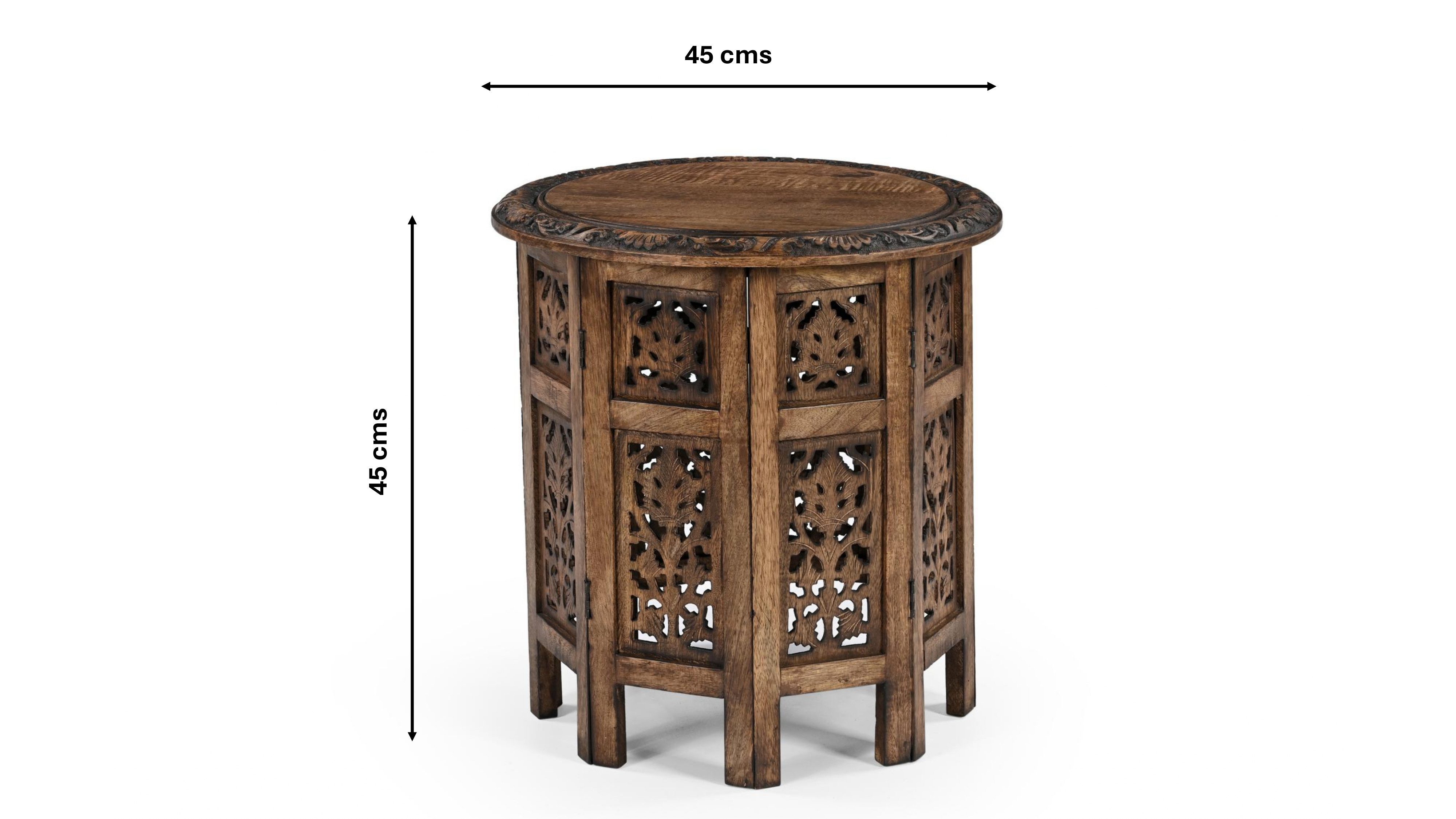 iAnanas Beistelltisch Mangoholz Massiv Sofatisch Dekotisch Wohnzimmertisch (1-St), Mangoholz handgeschnitzt Nachttisch 45x45 cm Sofatisch Wohnzimmertisch – Bild 5 von 5