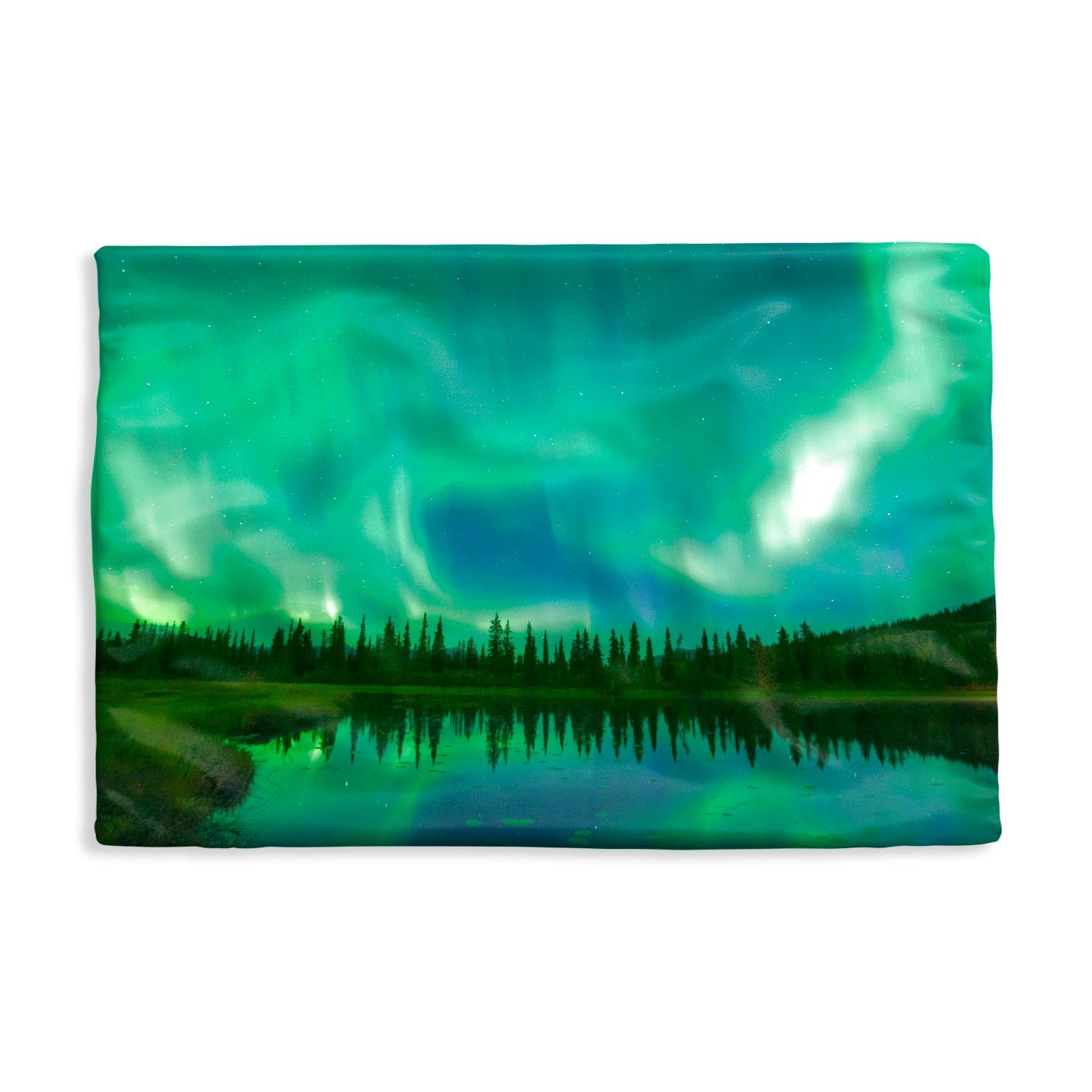 MuchoWow Dekokissen Nordlicht - Bäume - Wasser - Alaska, Kissenbezug für Sofa, Dekorationkissen, Kissenhüllen, 50x30 cm