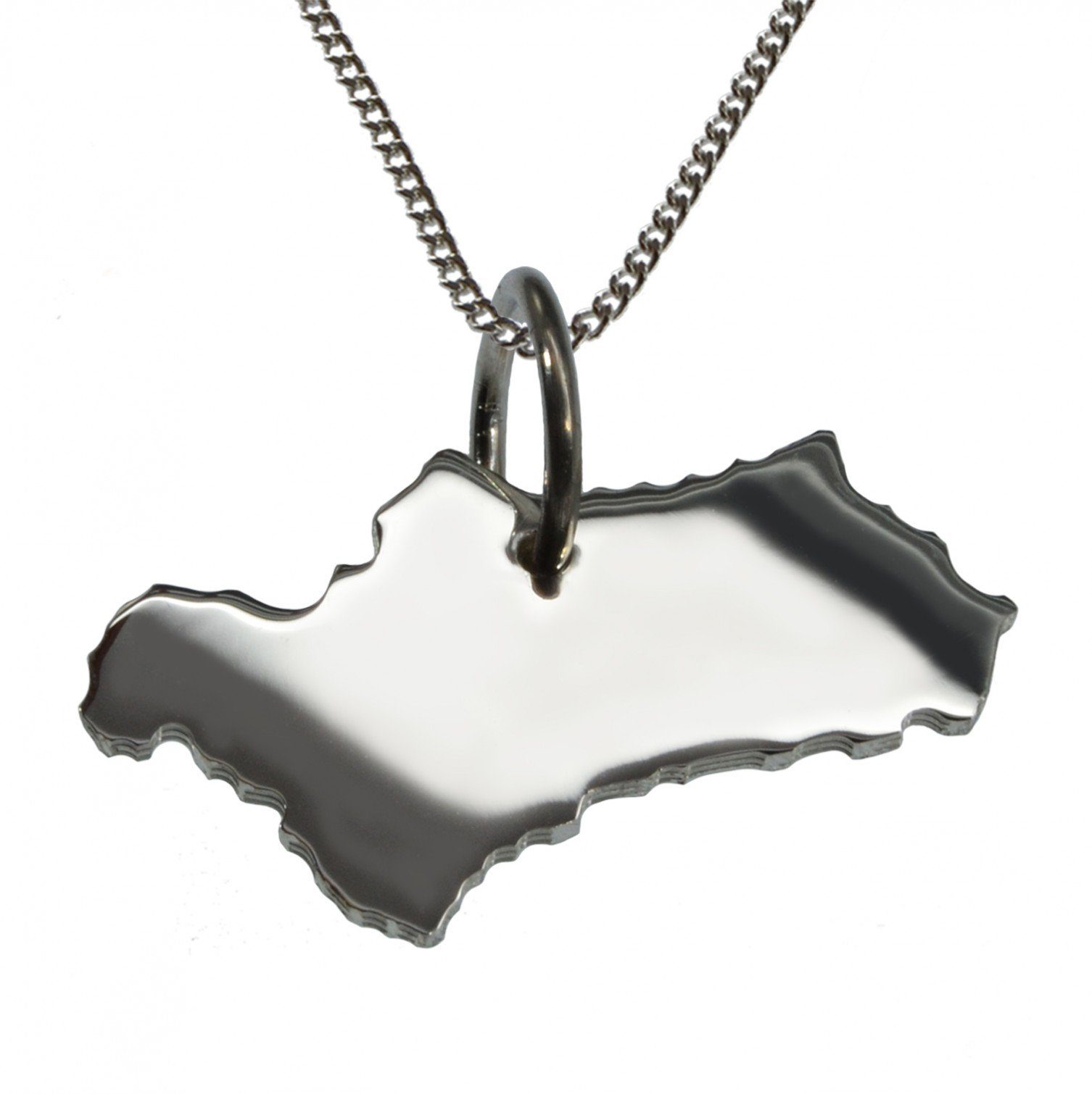 Kette mit Anhänger 50cm Halskette + Andalusien Anhänger in massiv 925 Silber