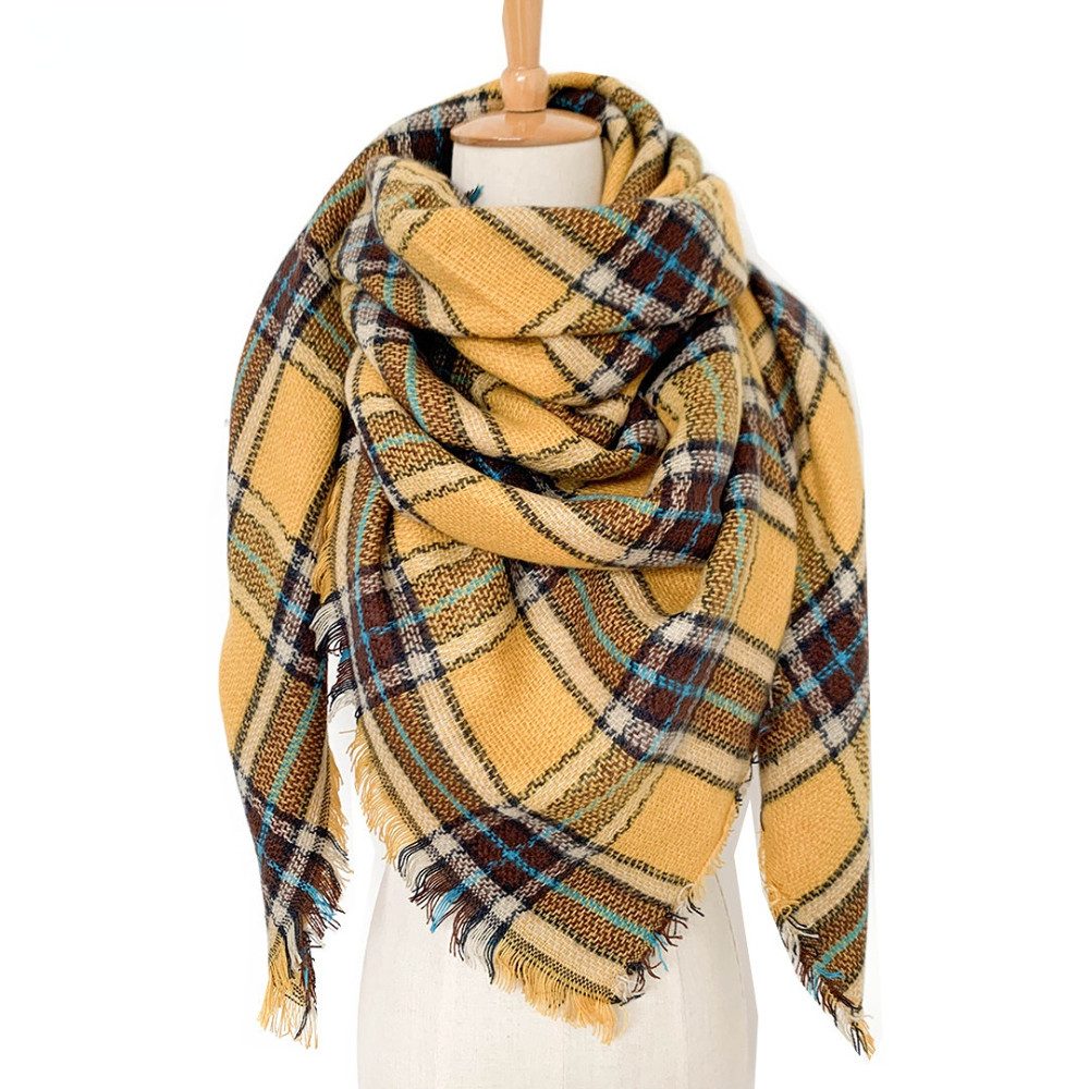 Blusmart Dreieckstuch Frauen Winter Schal Dreieck, (Herbst-Winter-Schal, Wickelschal, Warm, Weich, Klobig), klassischer Quasten Plaid Schal und Wrap