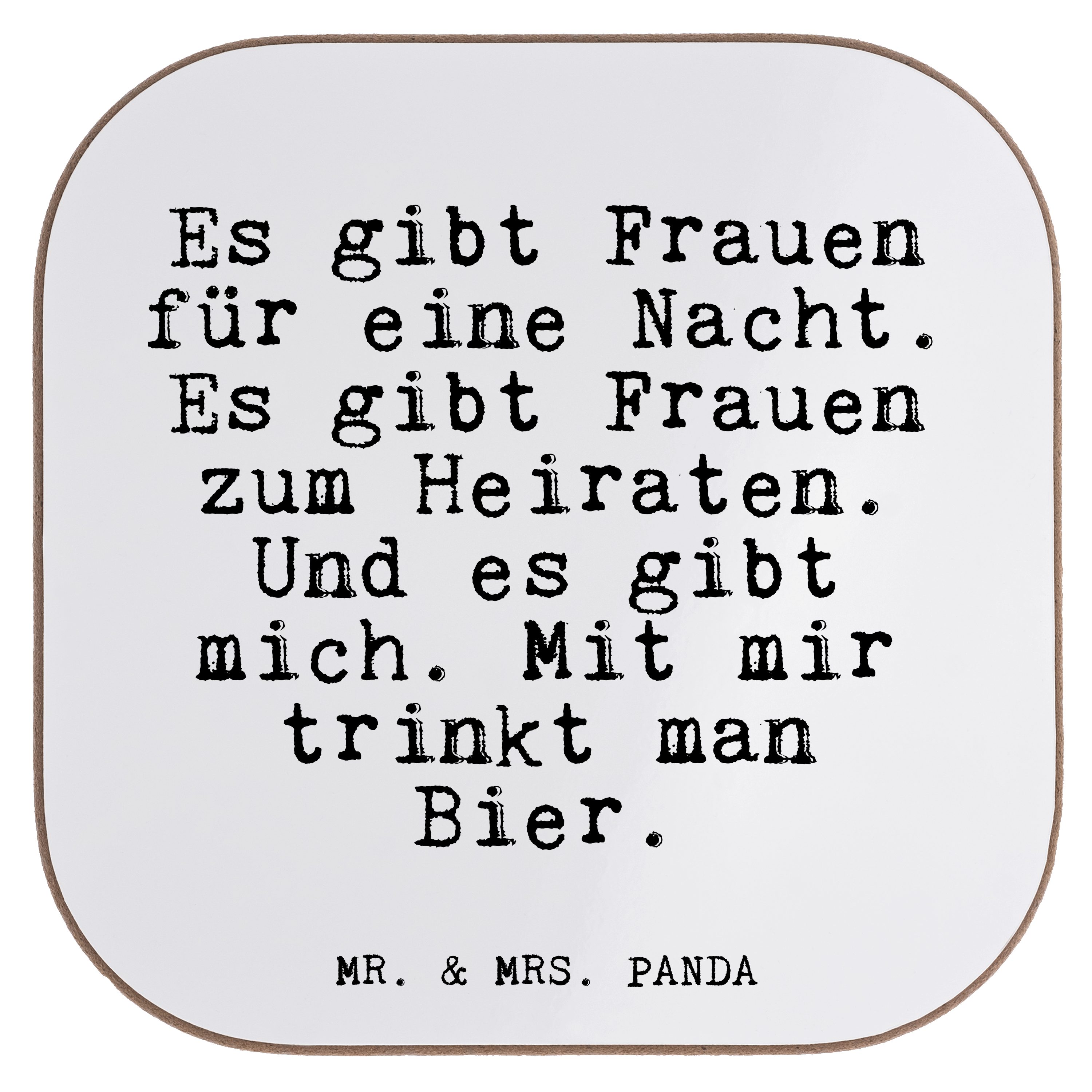 Mr. & Mrs. Panda - Getränkeuntersetzer Frauen Single, Zitate, - Weiß Es für... gibt 1-tlg. Geschenk, Bierdeckel